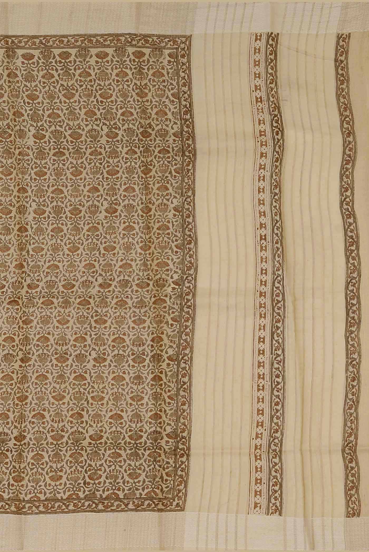 Beige Bhagalpuri Tussar Silk Saree