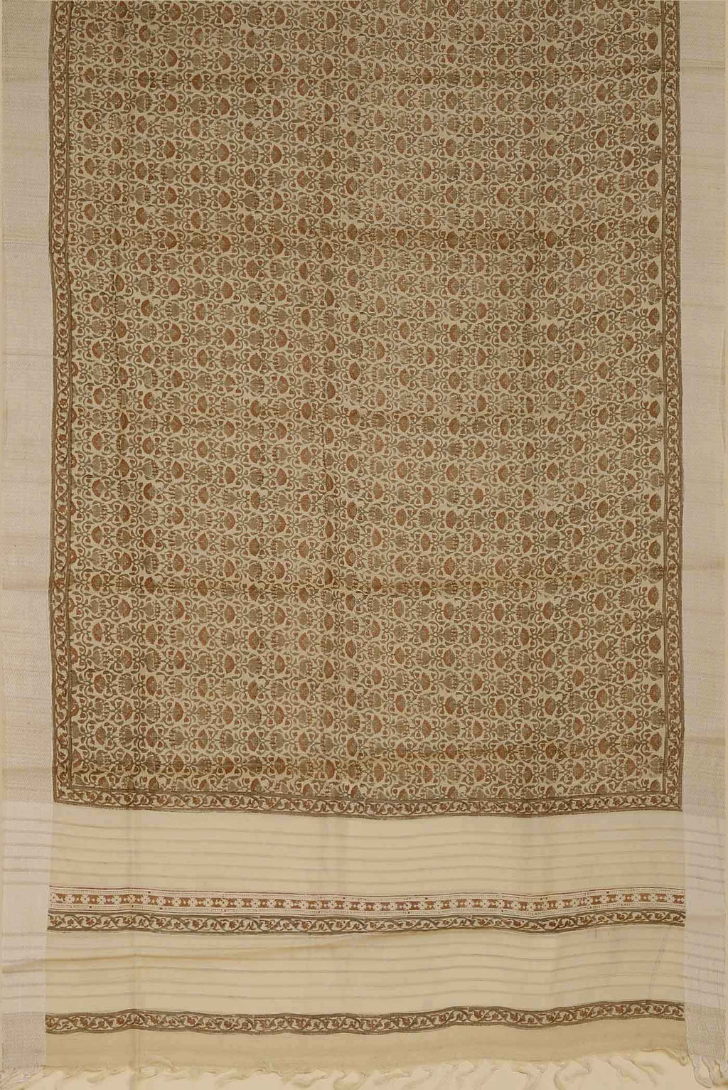 Beige Bhagalpuri Tussar Silk Saree