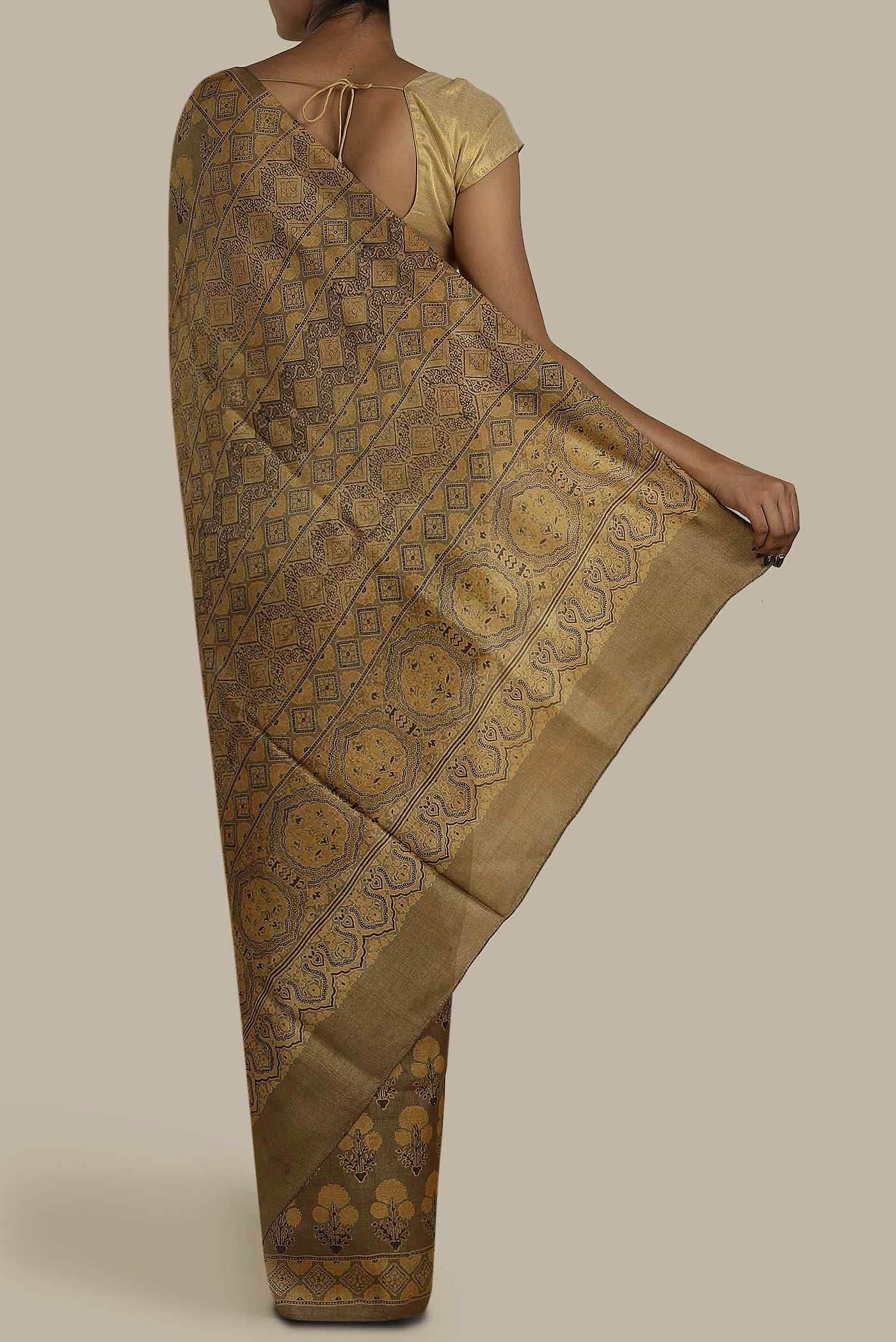 Brown Bhagalpuri Tussar Silk Saree