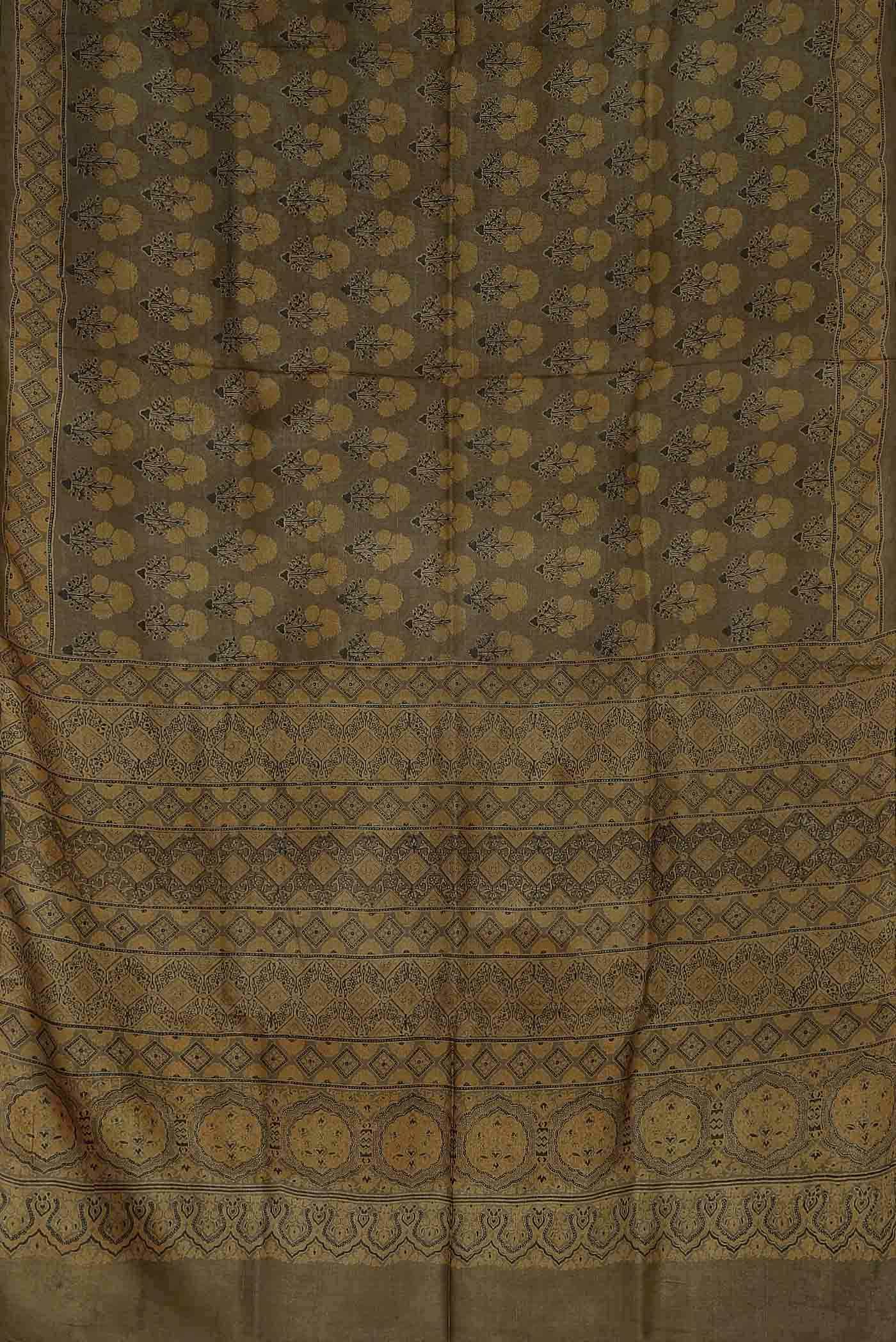 Brown Bhagalpuri Tussar Silk Saree