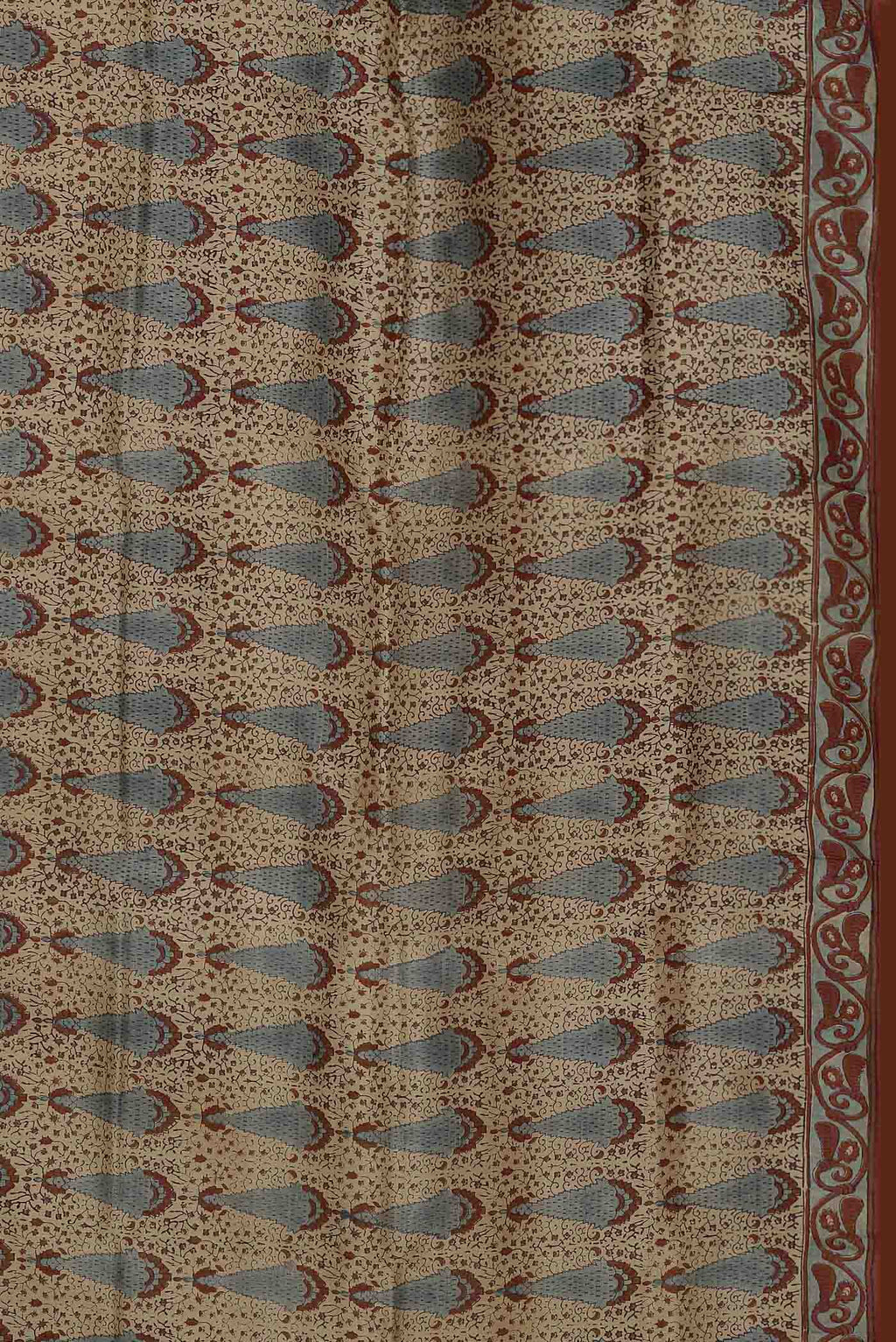 Beige Bhagalpuri Tussar Silk Saree