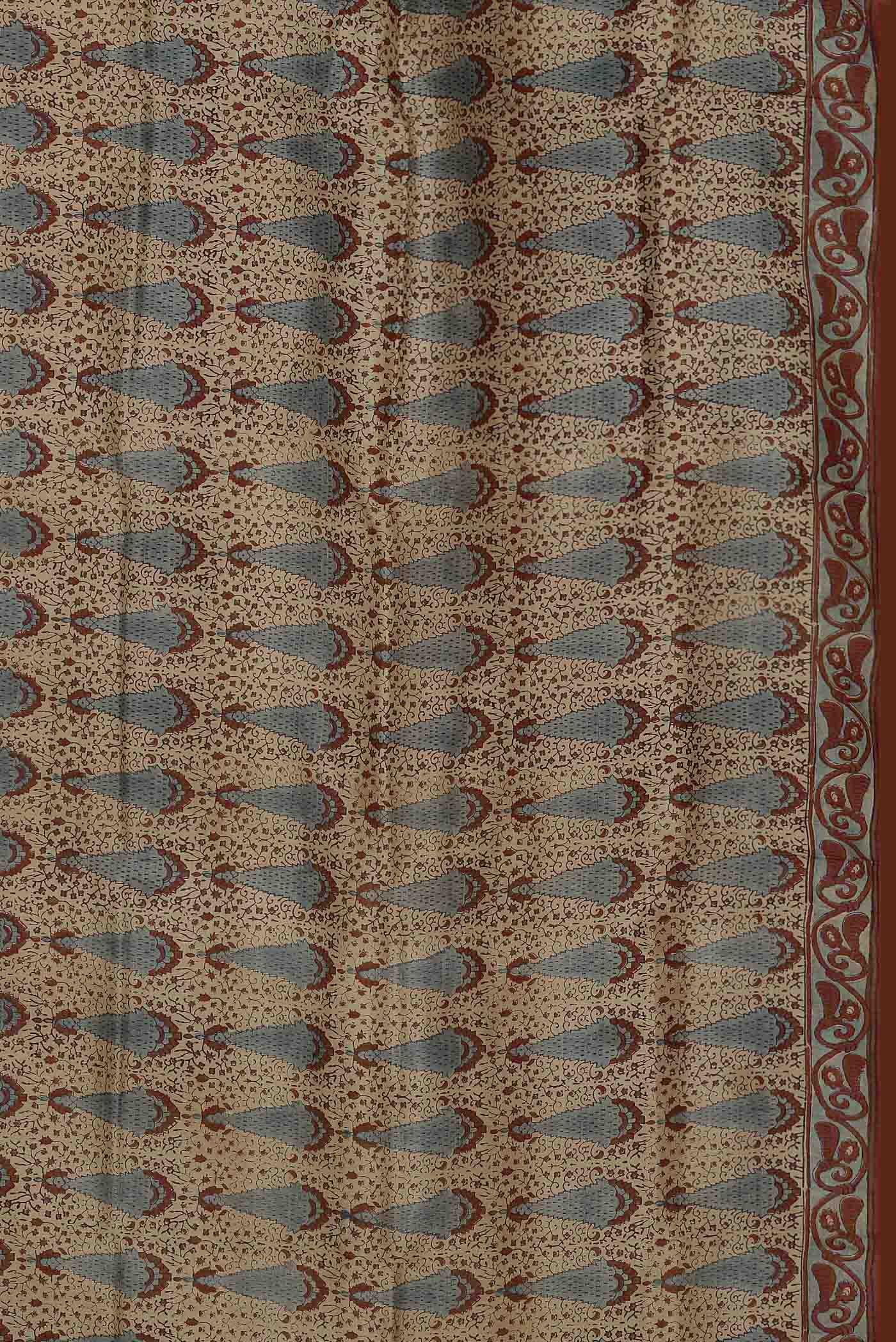 Beige Bhagalpuri Tussar Silk Saree