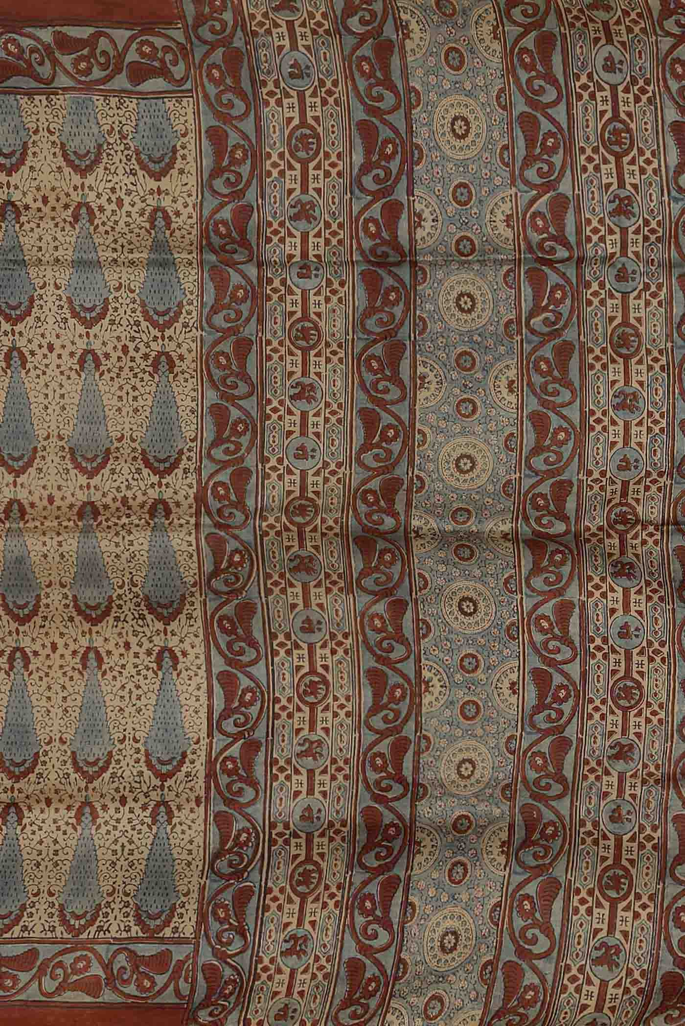 Beige Bhagalpuri Tussar Silk Saree