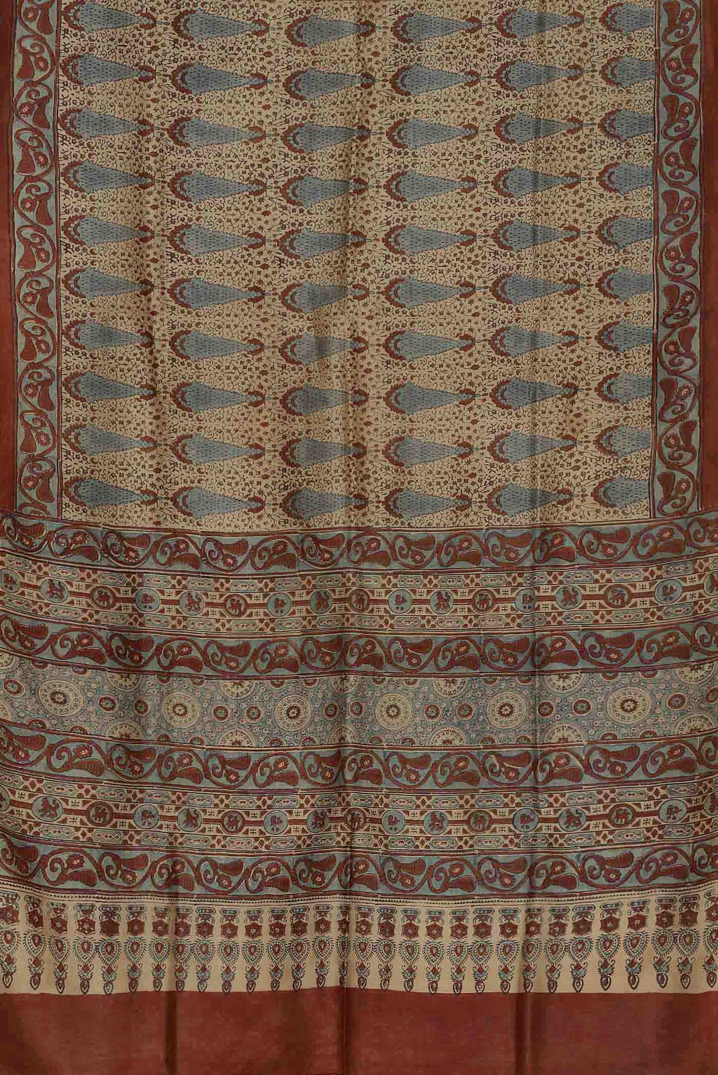 Beige Bhagalpuri Tussar Silk Saree