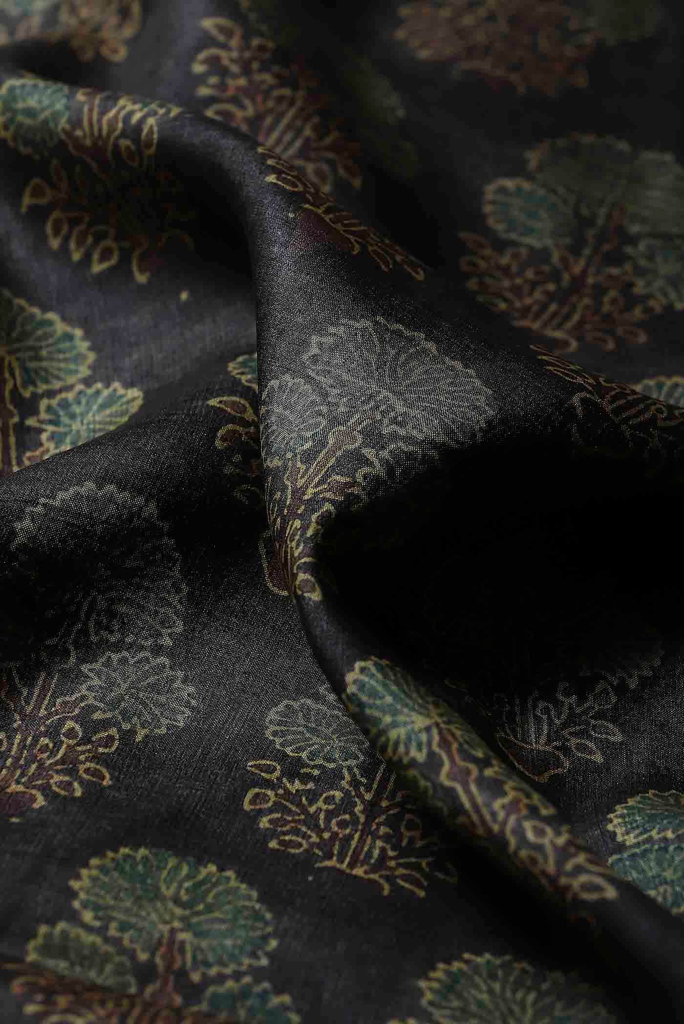 Black Bhagalpuri Tussar Silk Saree
