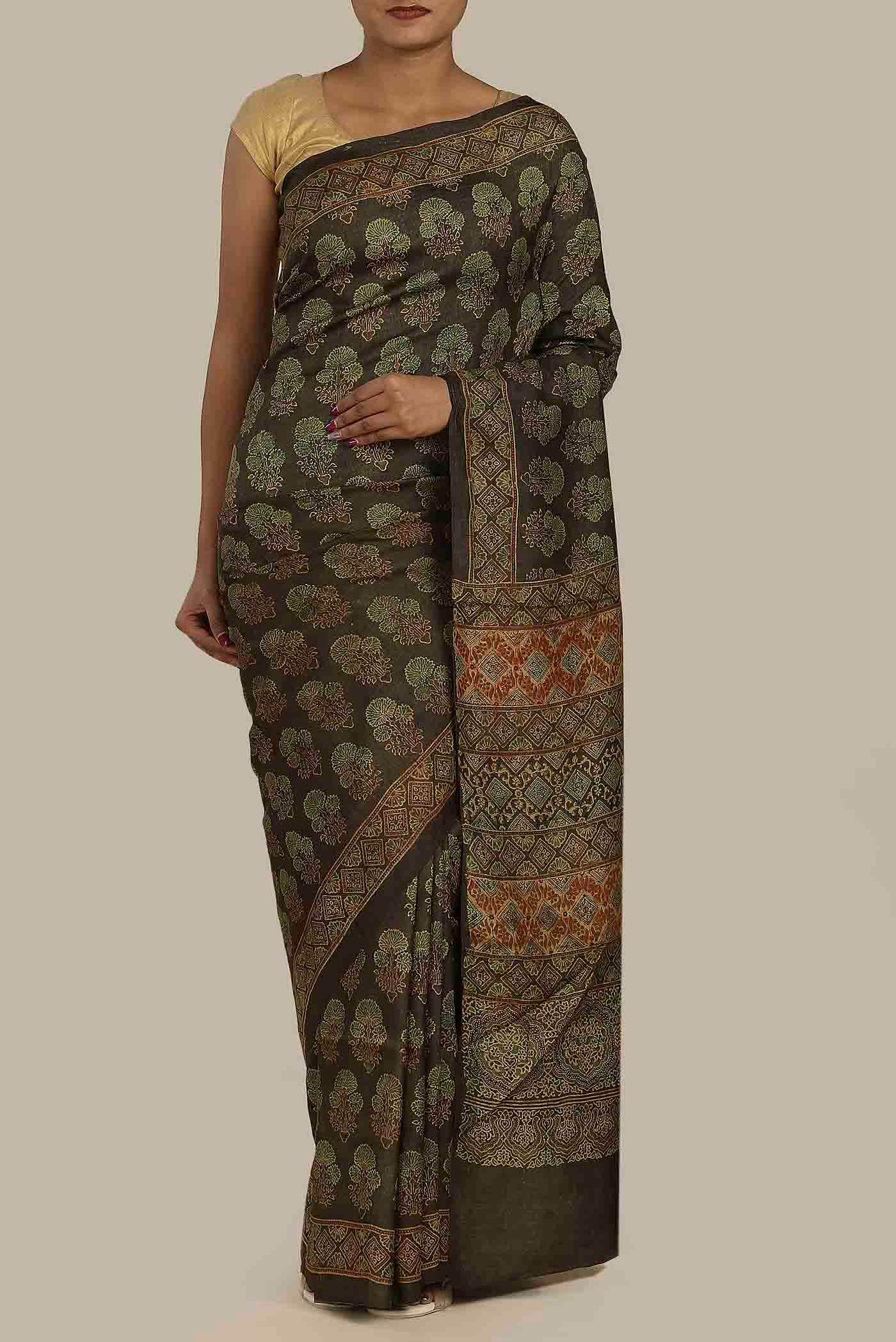 Black Bhagalpuri Tussar Silk Saree