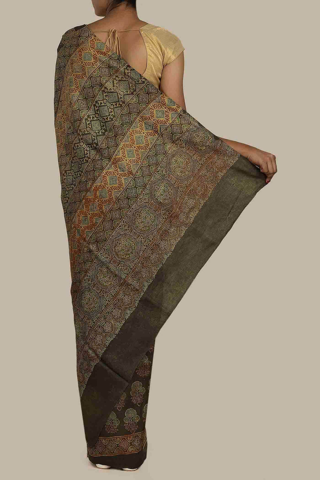 Black Bhagalpuri Tussar Silk Saree