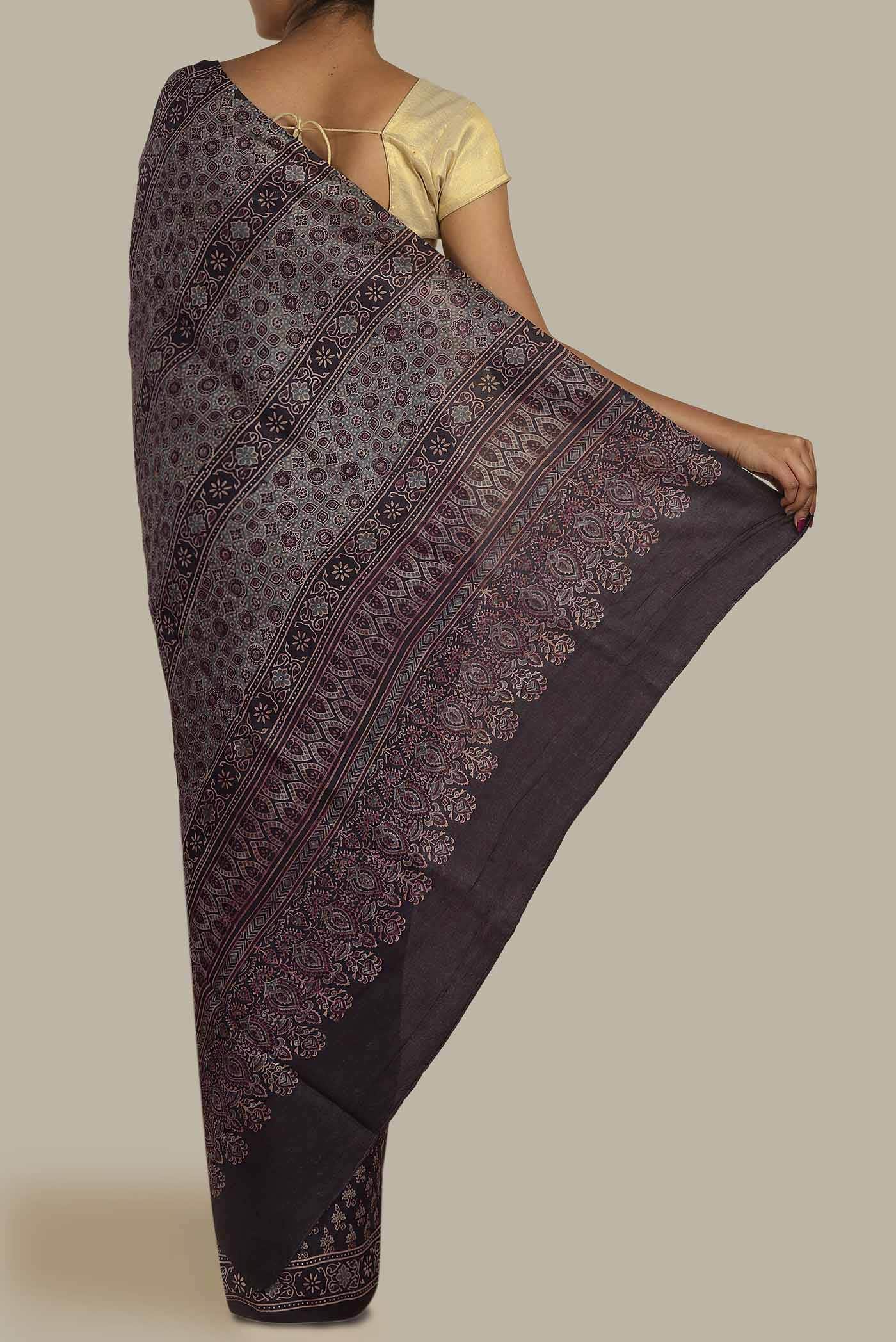 Black Bhagalpuri Tussar Silk Saree