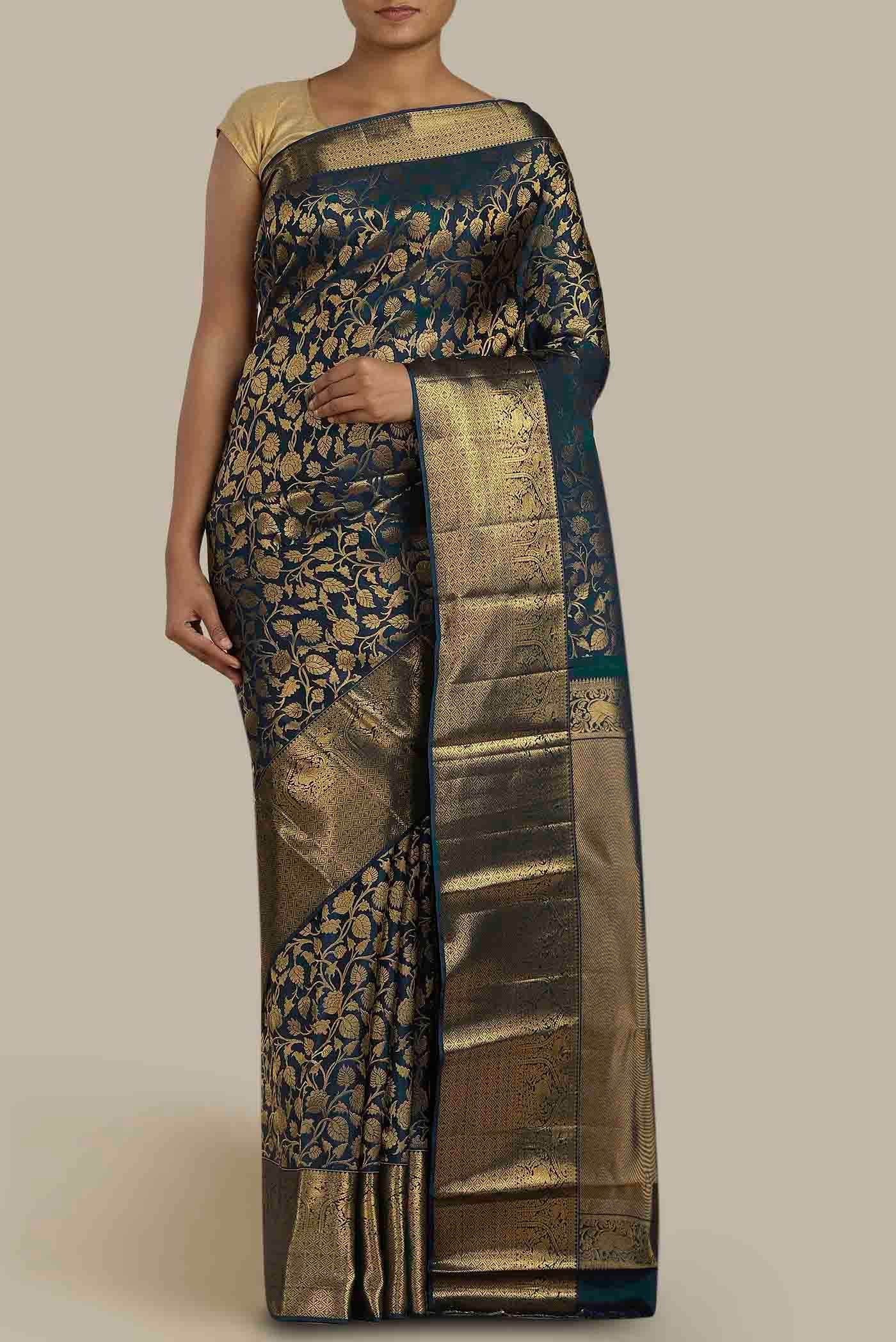 Blue Kanchipuram Silk Saree