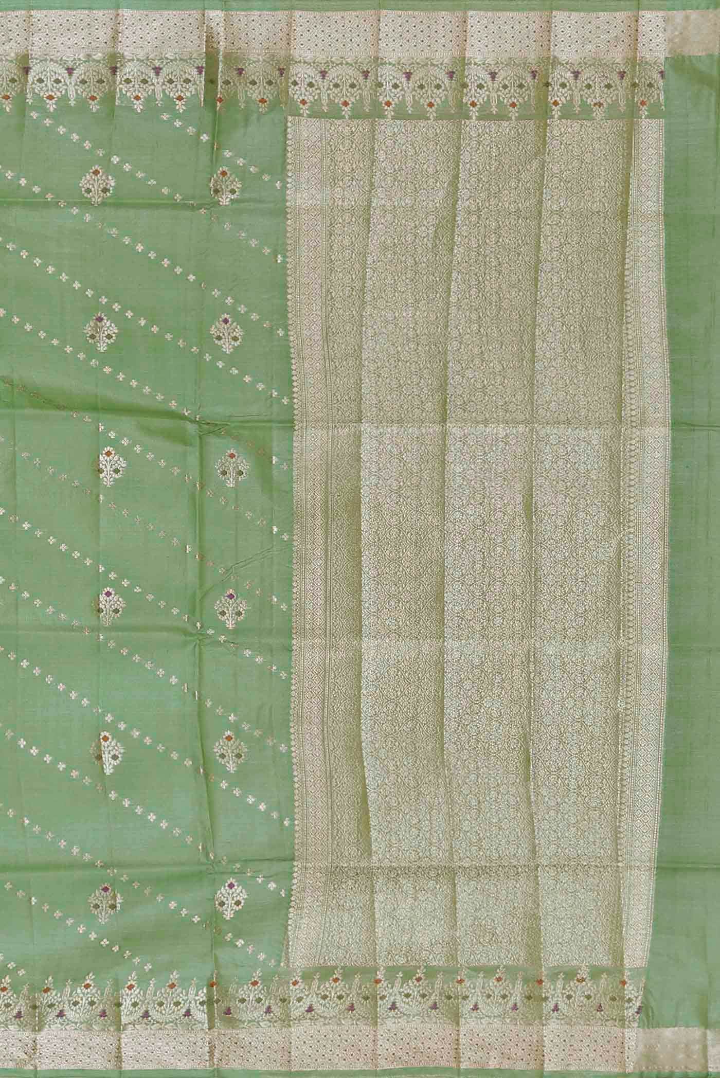 Green Banarasi Tussar Silk Saree