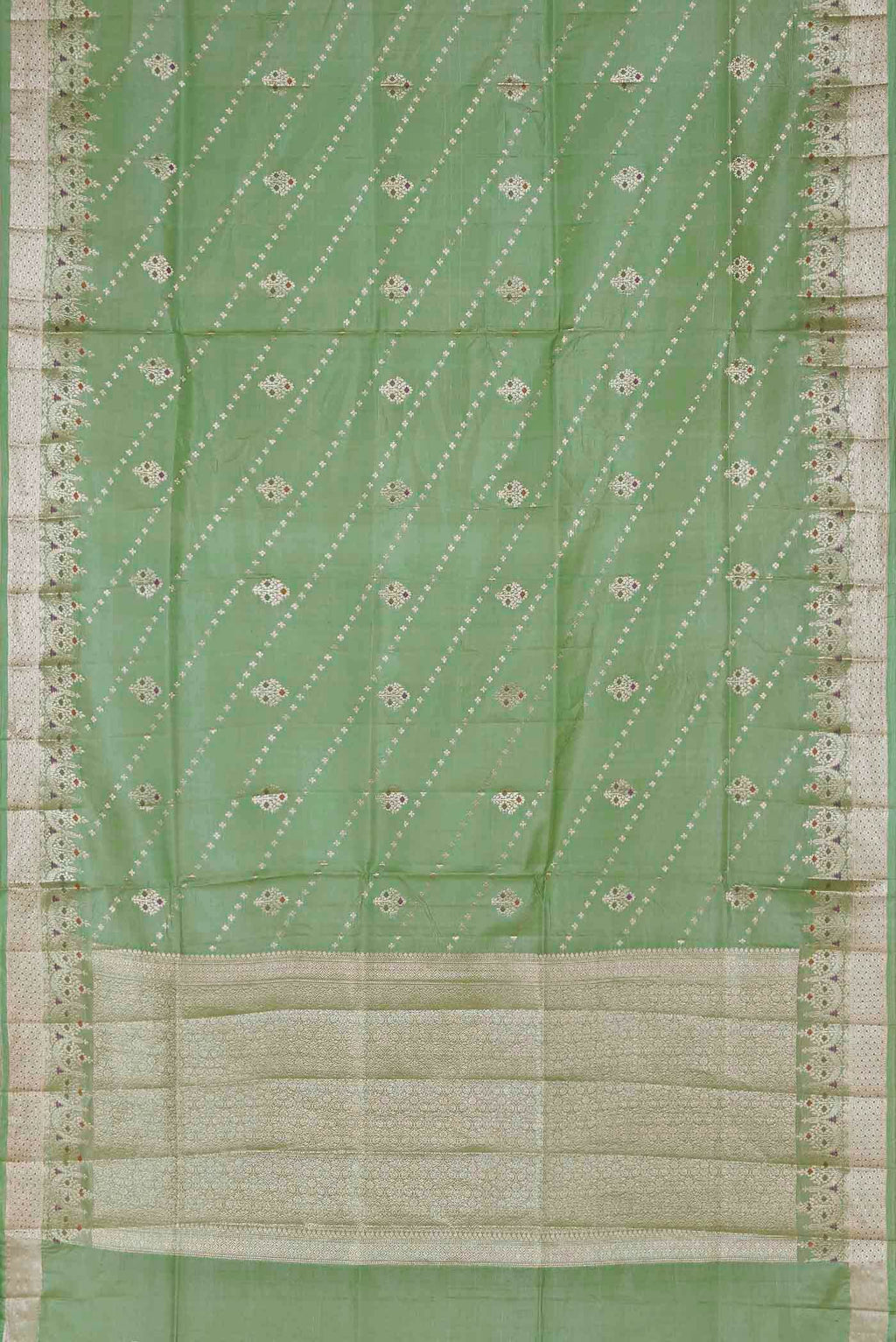 Green Banarasi Tussar Silk Saree