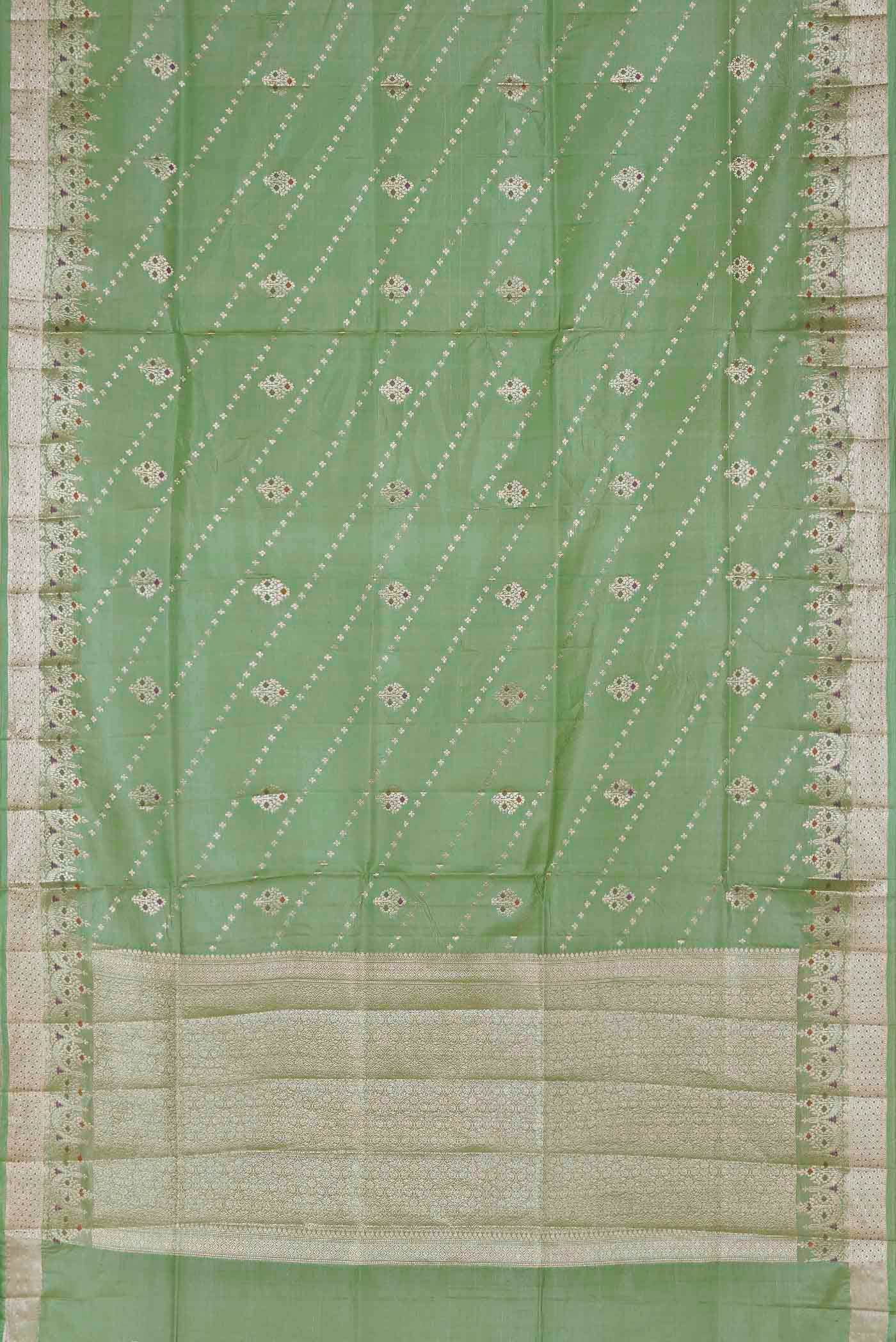 Green Banarasi Tussar Silk Saree