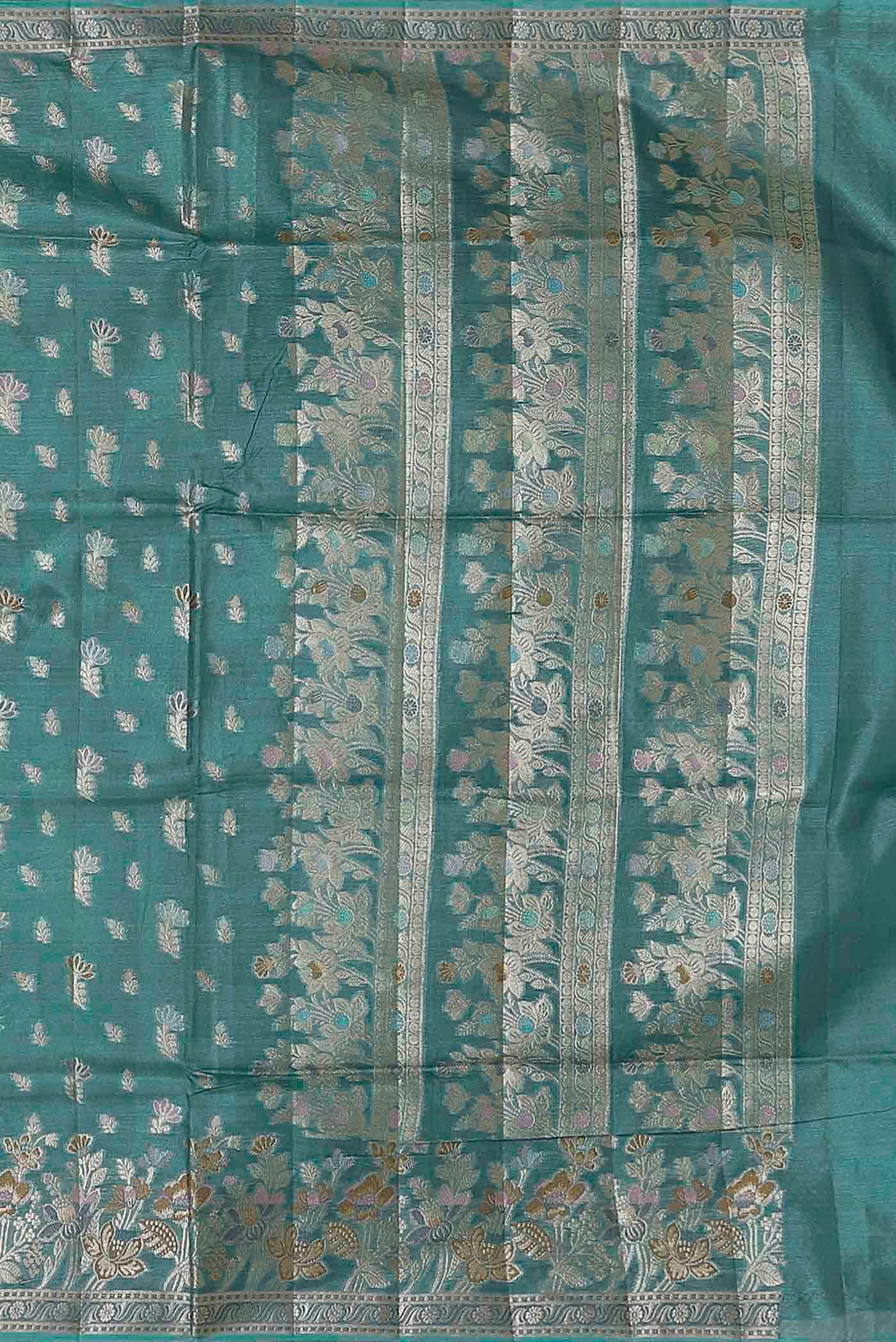 Blue Banarasi Raw Silk Saree