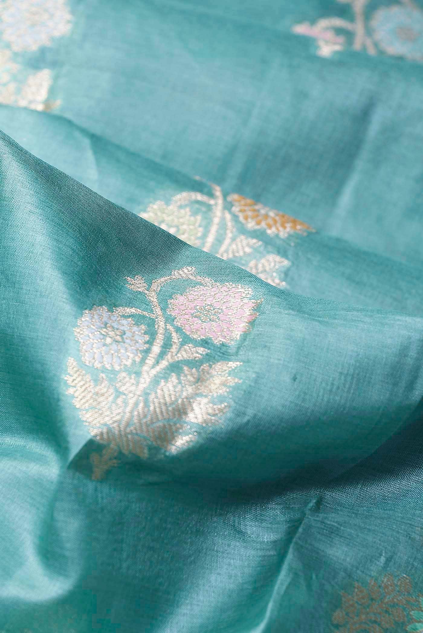 Light Blue Banarasi Tussar Silk Saree
