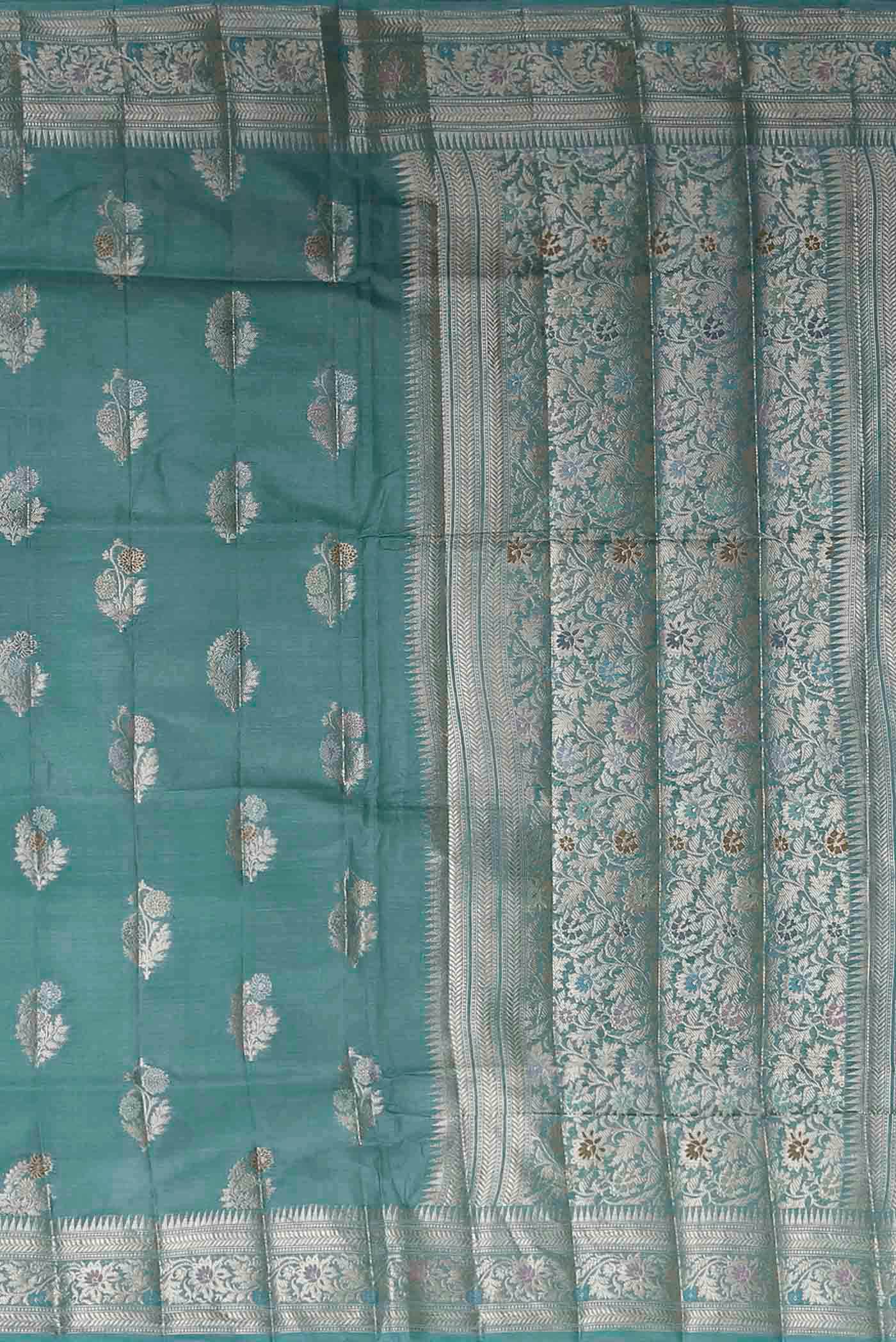 Light Blue Banarasi Tussar Silk Saree