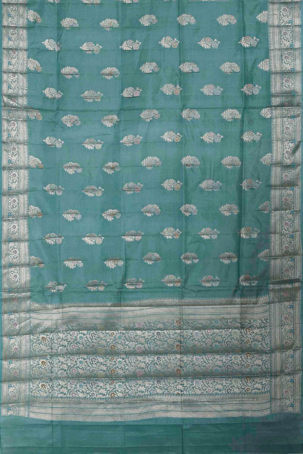 Light Blue Banarasi Tussar Silk Saree