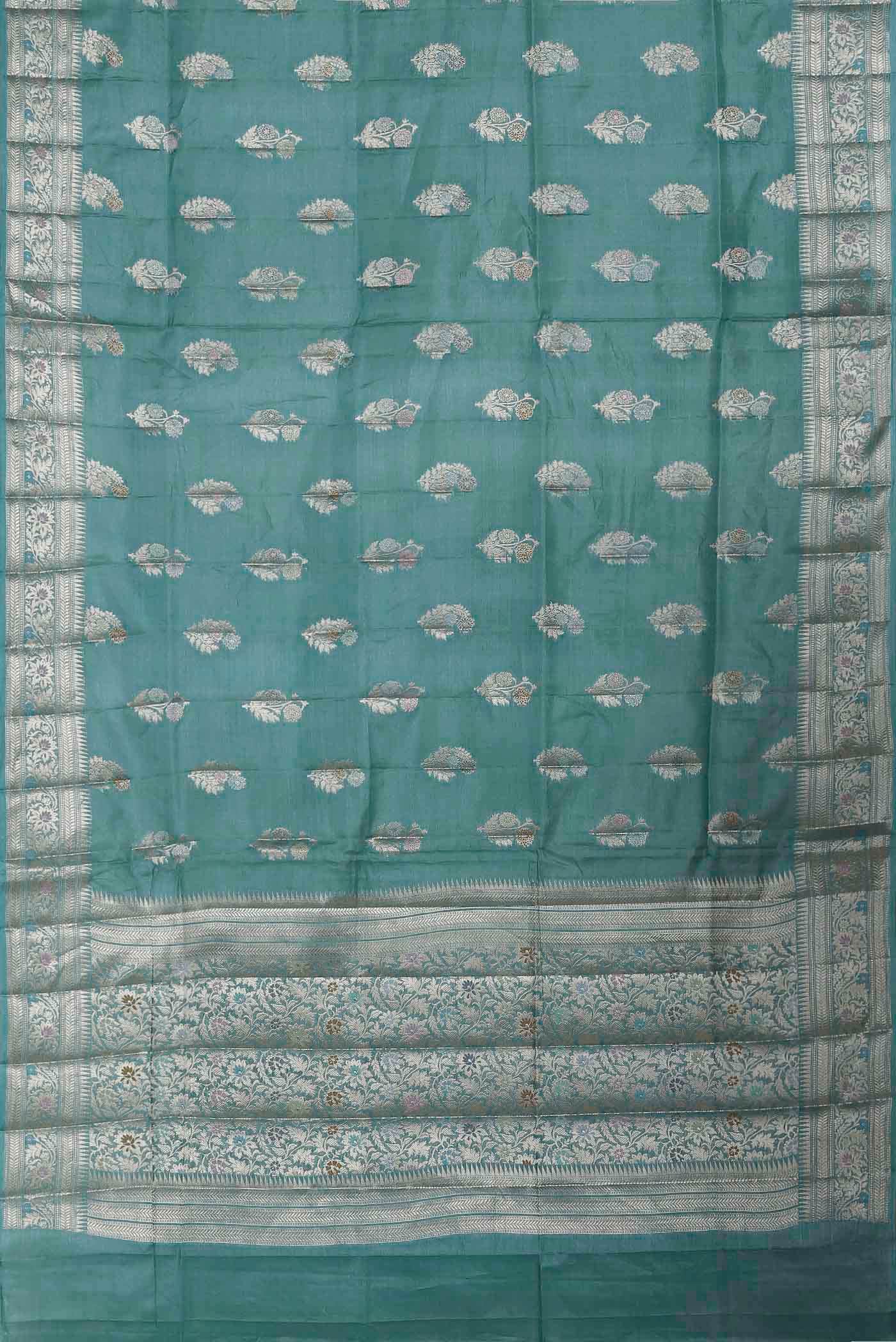 Light Blue Banarasi Tussar Silk Saree