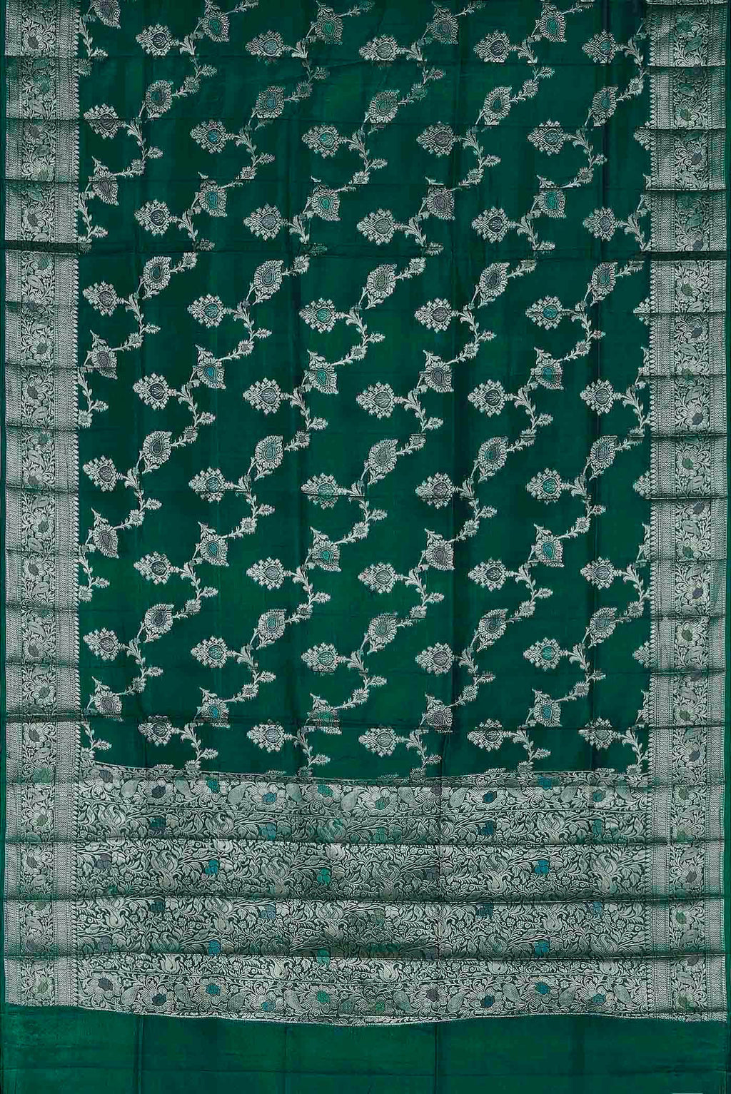 Green Banarasi Tussar Silk Saree