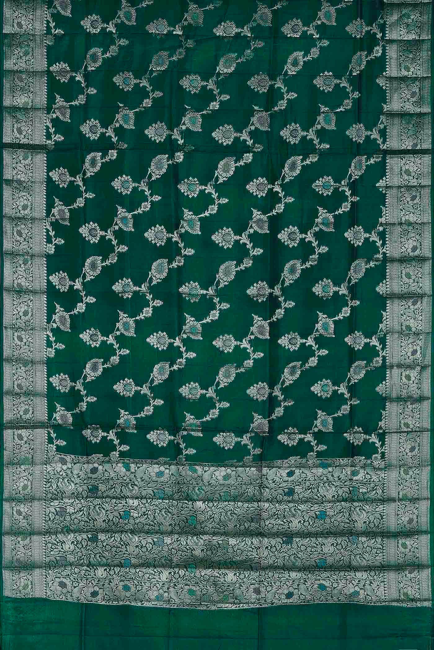 Green Banarasi Tussar Silk Saree