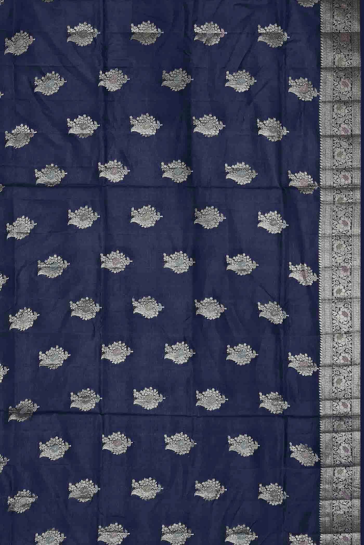 Blue Banarasi Tussar Silk Saree