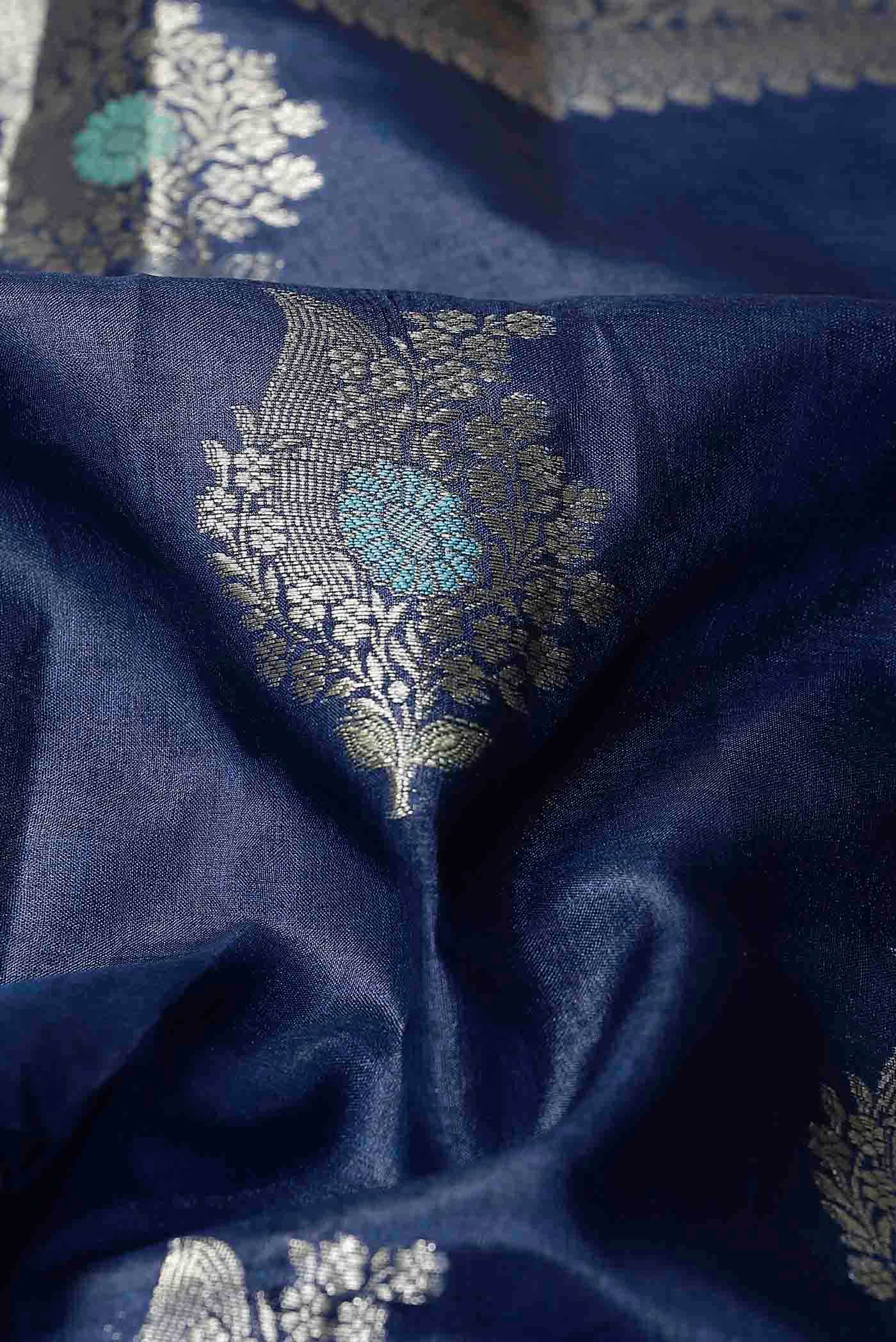 Blue Banarasi Tussar Silk Saree
