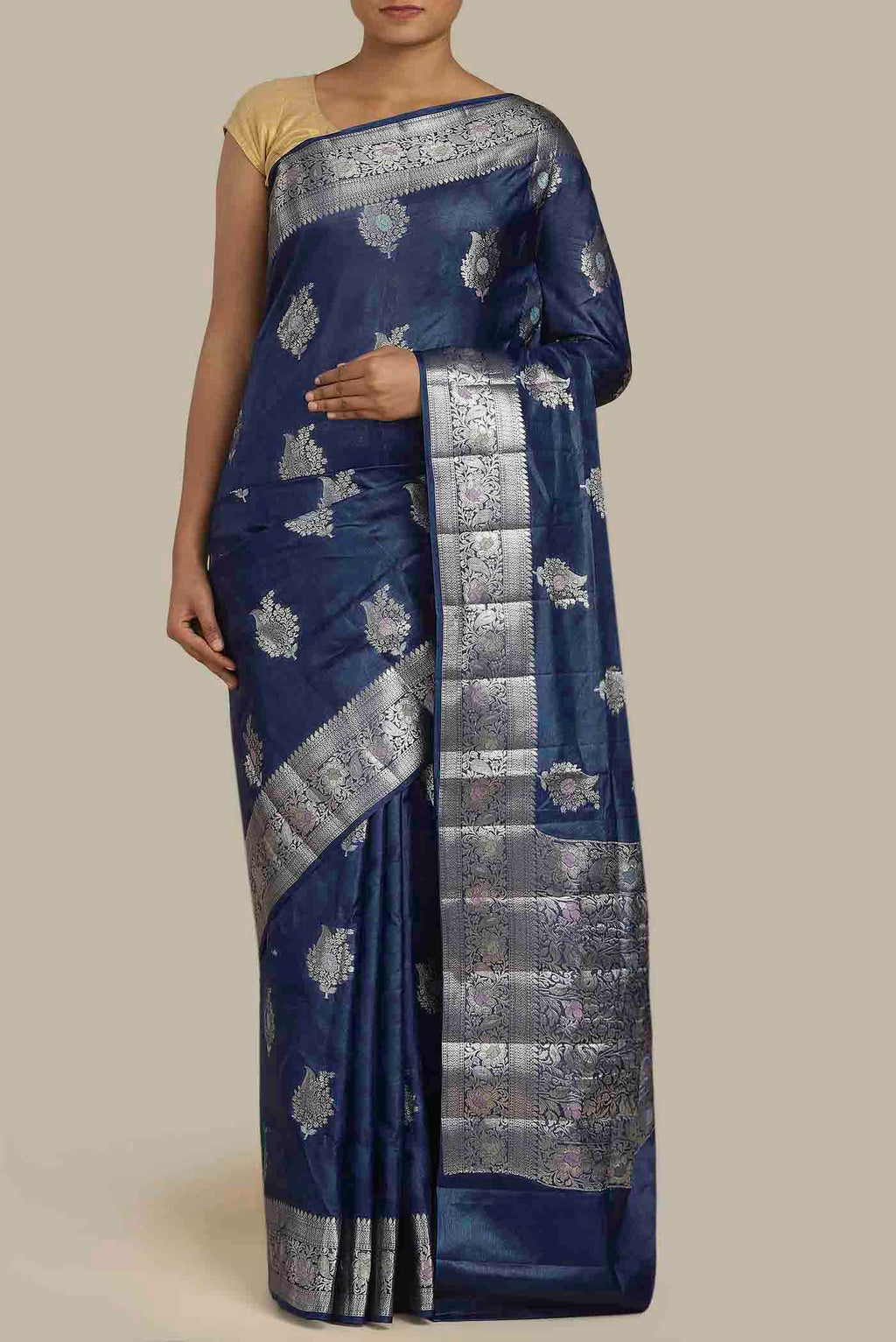 Blue Banarasi Tussar Silk Saree