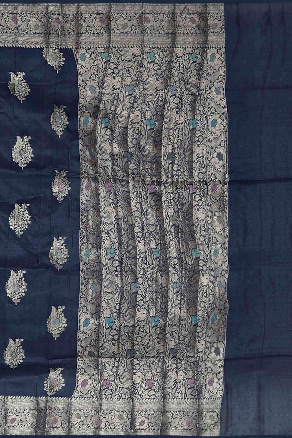 Blue Banarasi Tussar Silk Saree