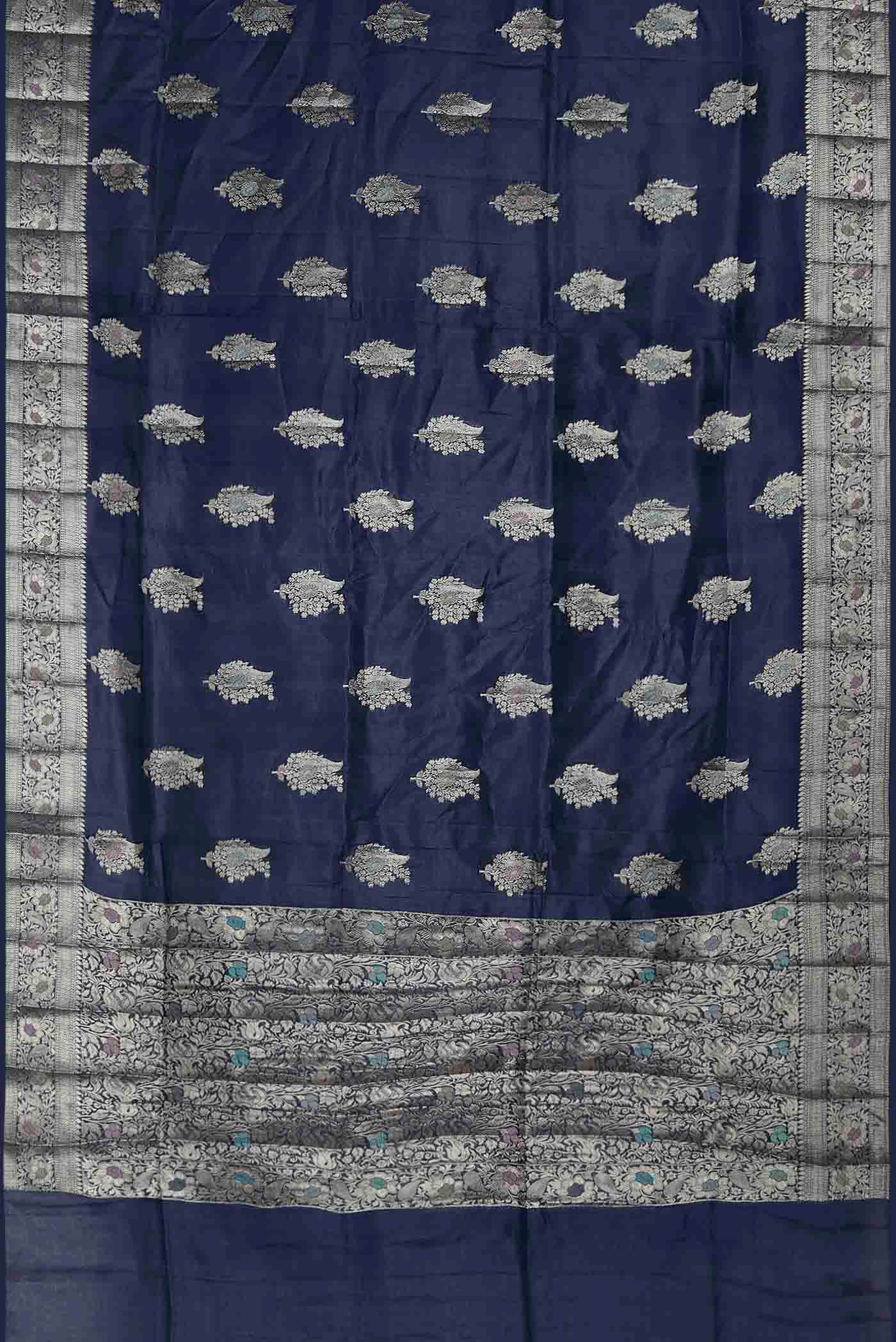 Blue Banarasi Tussar Silk Saree