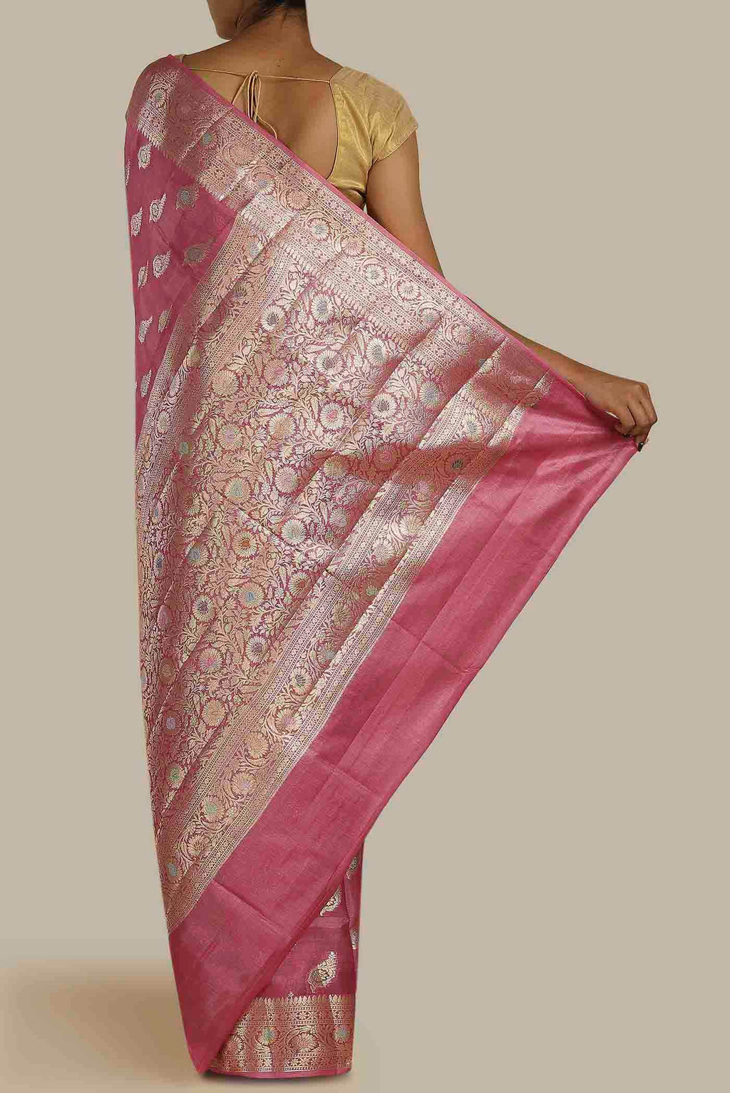 Pink Banarasi Raw Silk Saree
