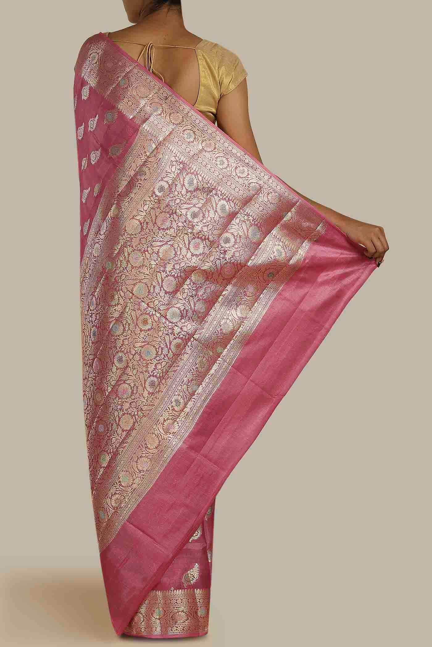 Pink Banarasi Raw Silk Saree