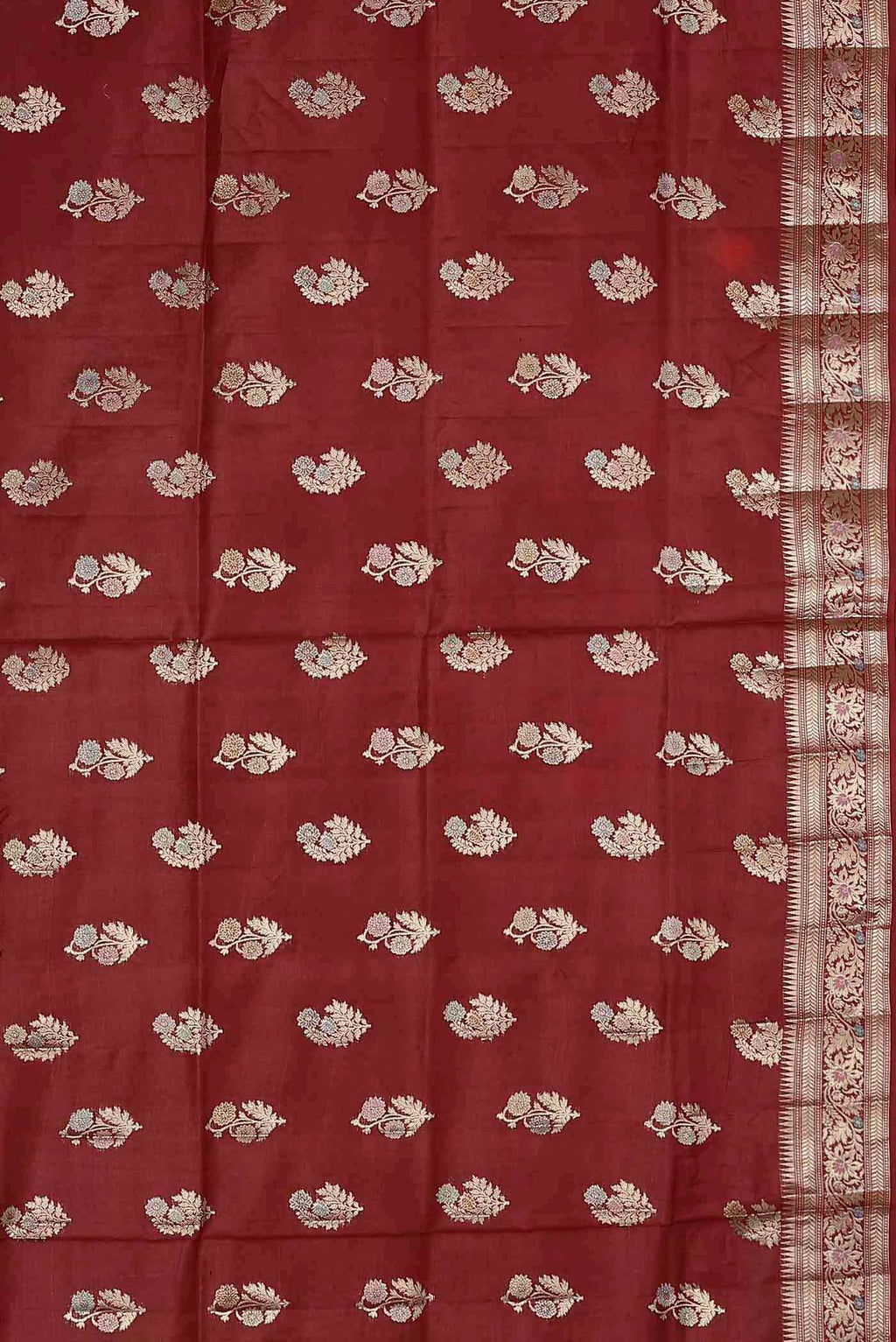 Maroon Banarasi Tussar Silk Saree