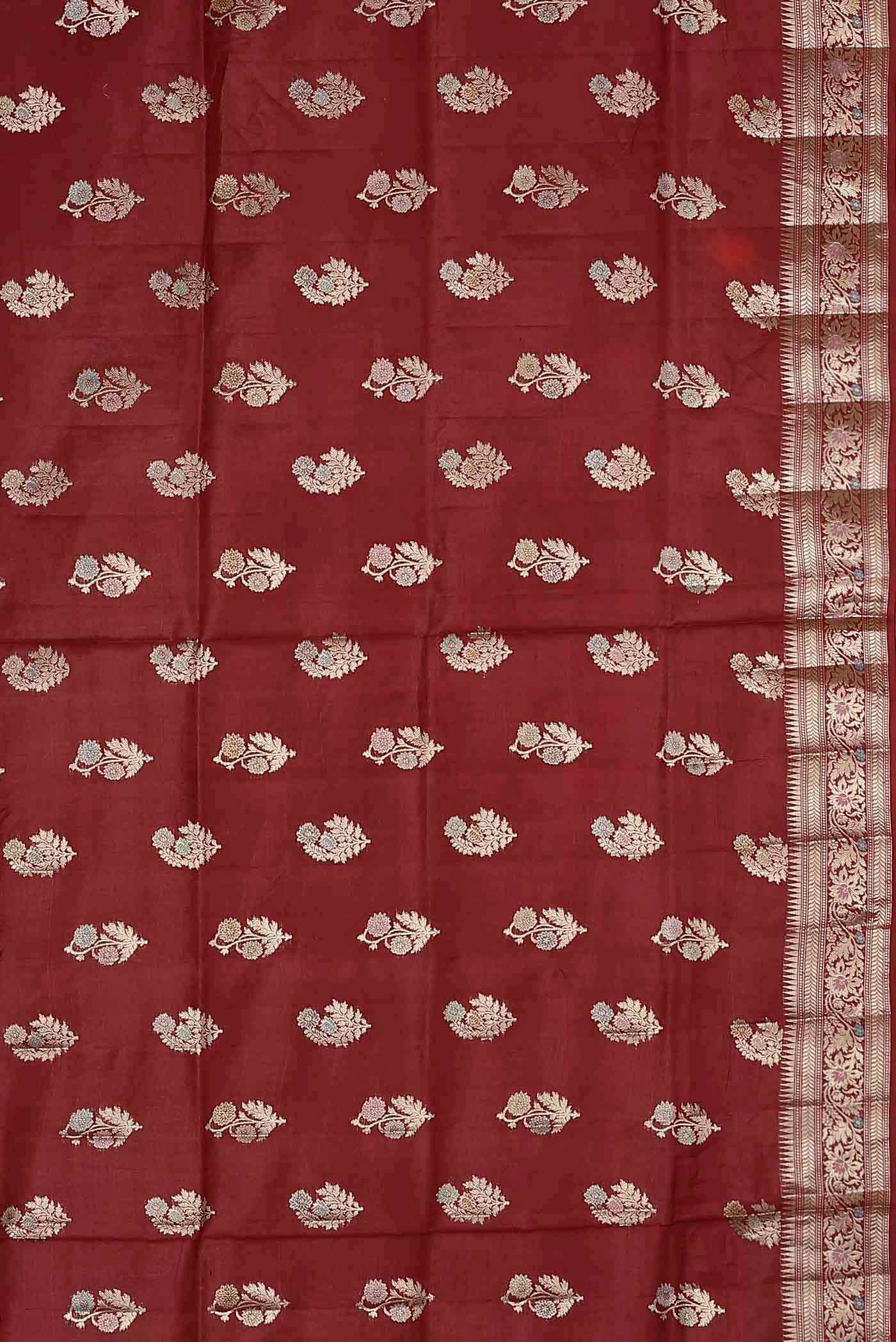 Maroon Banarasi Tussar Silk Saree