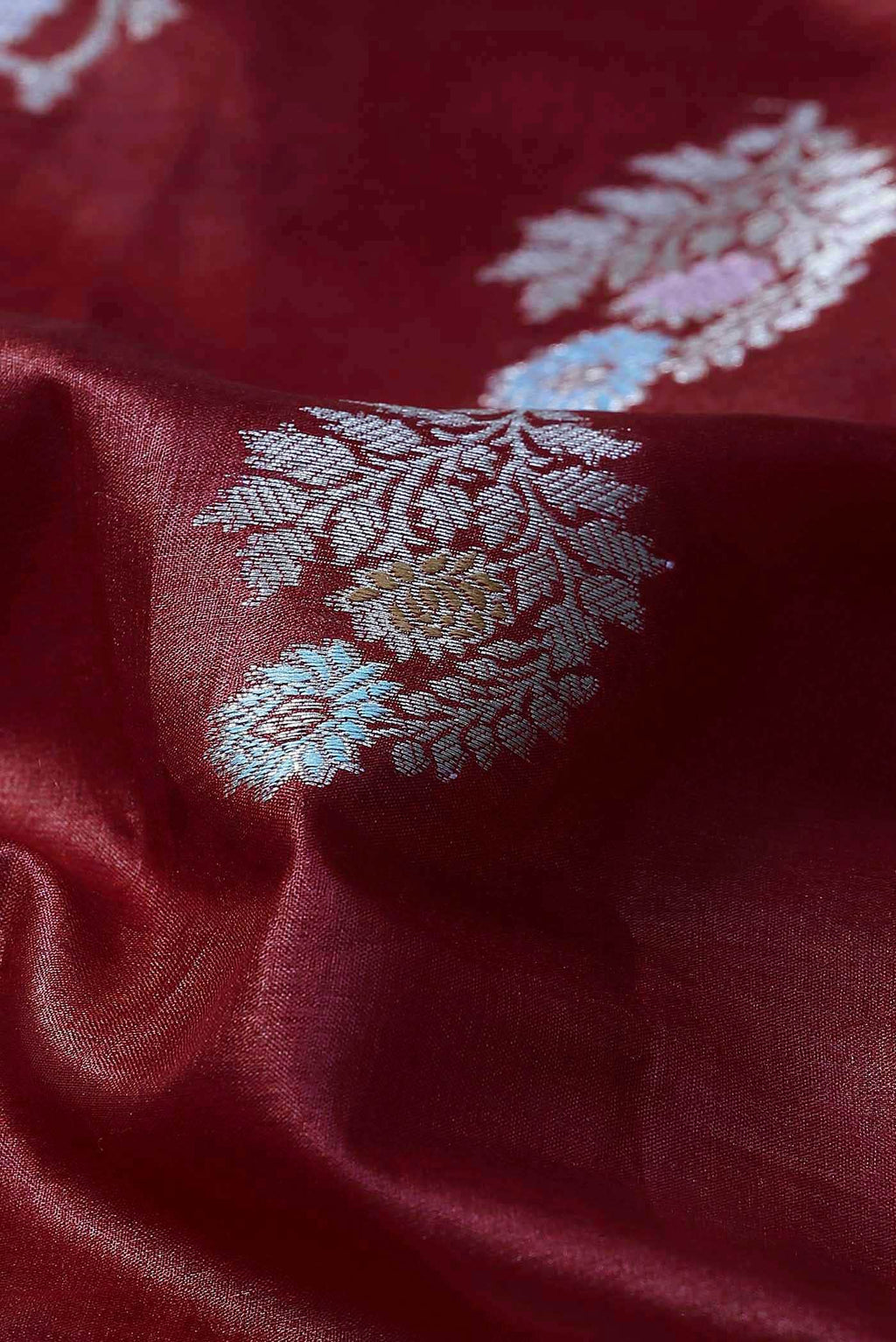 Maroon Banarasi Tussar Silk Saree