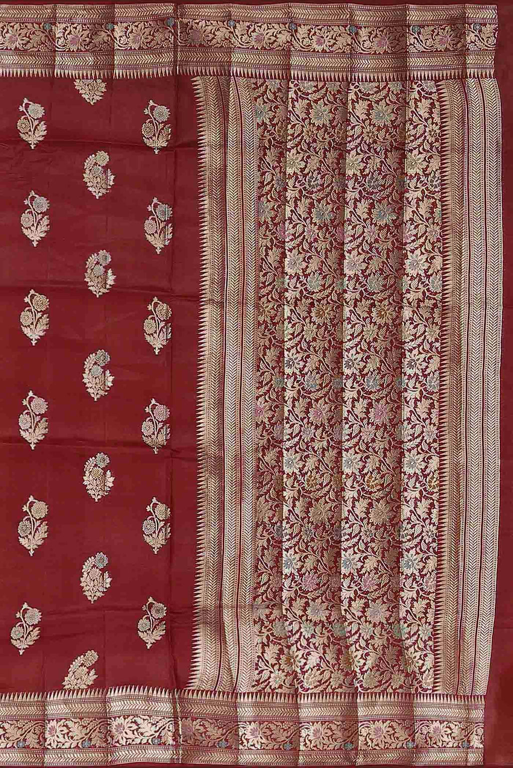 Maroon Banarasi Tussar Silk Saree