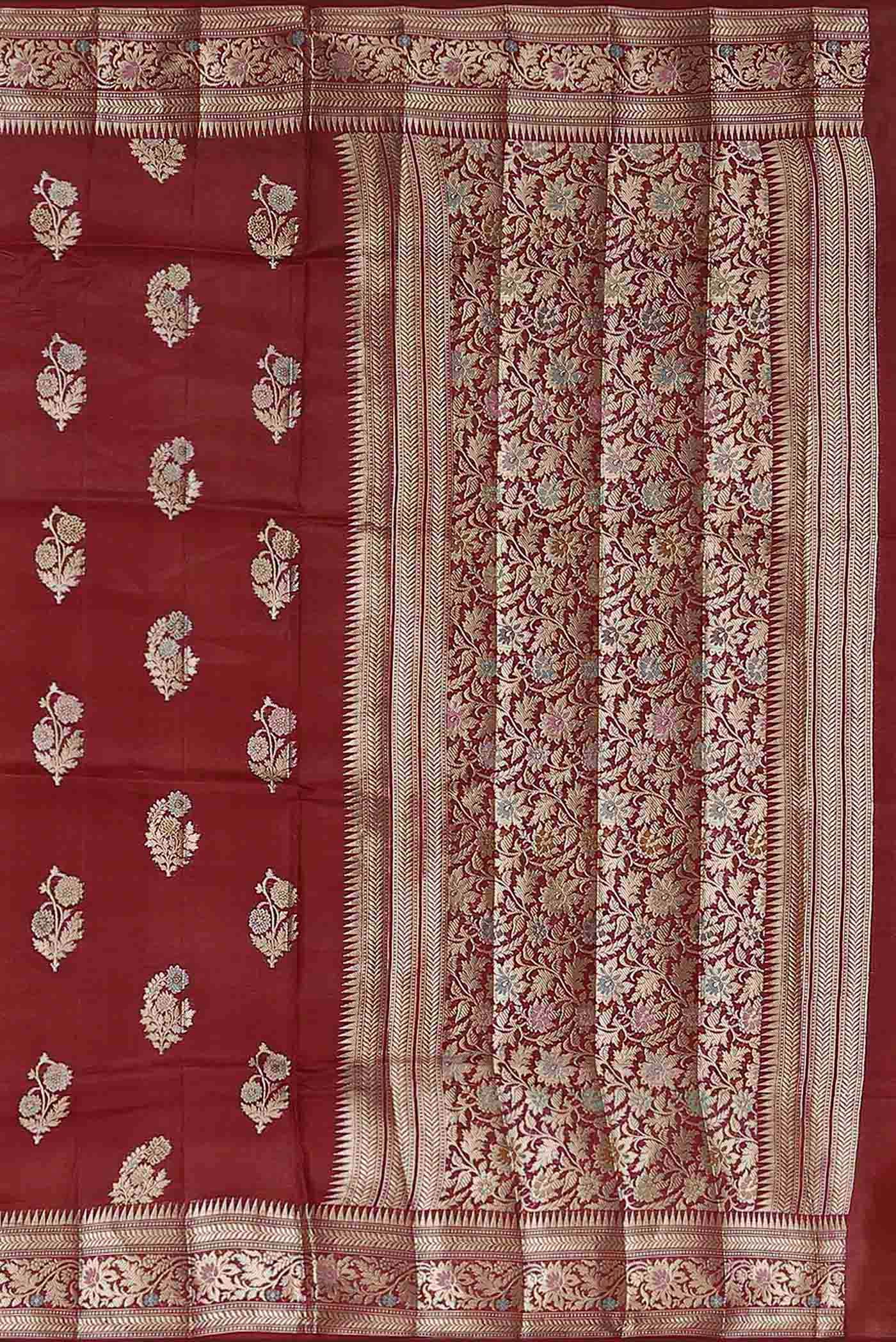 Maroon Banarasi Tussar Silk Saree