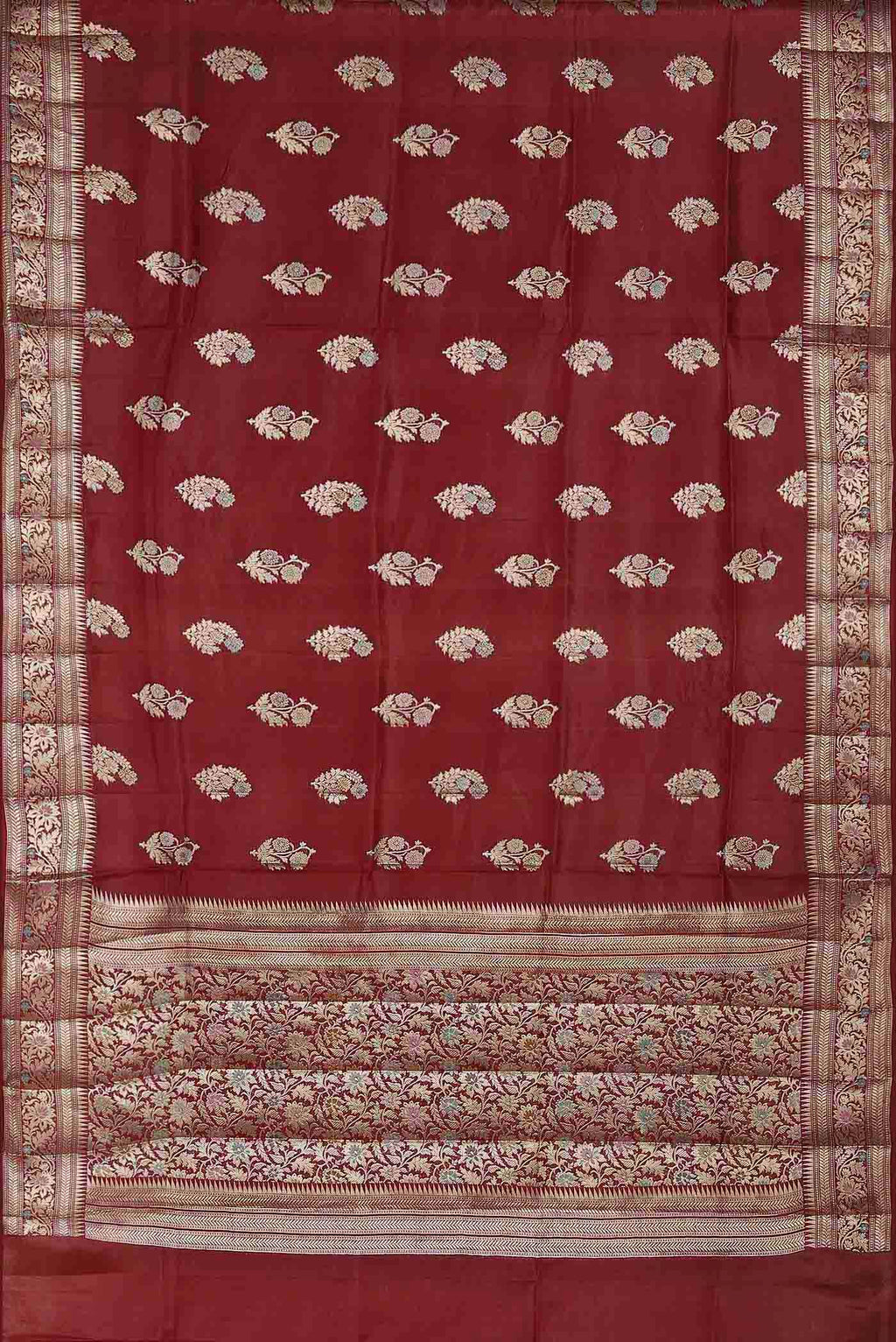 Maroon Banarasi Tussar Silk Saree