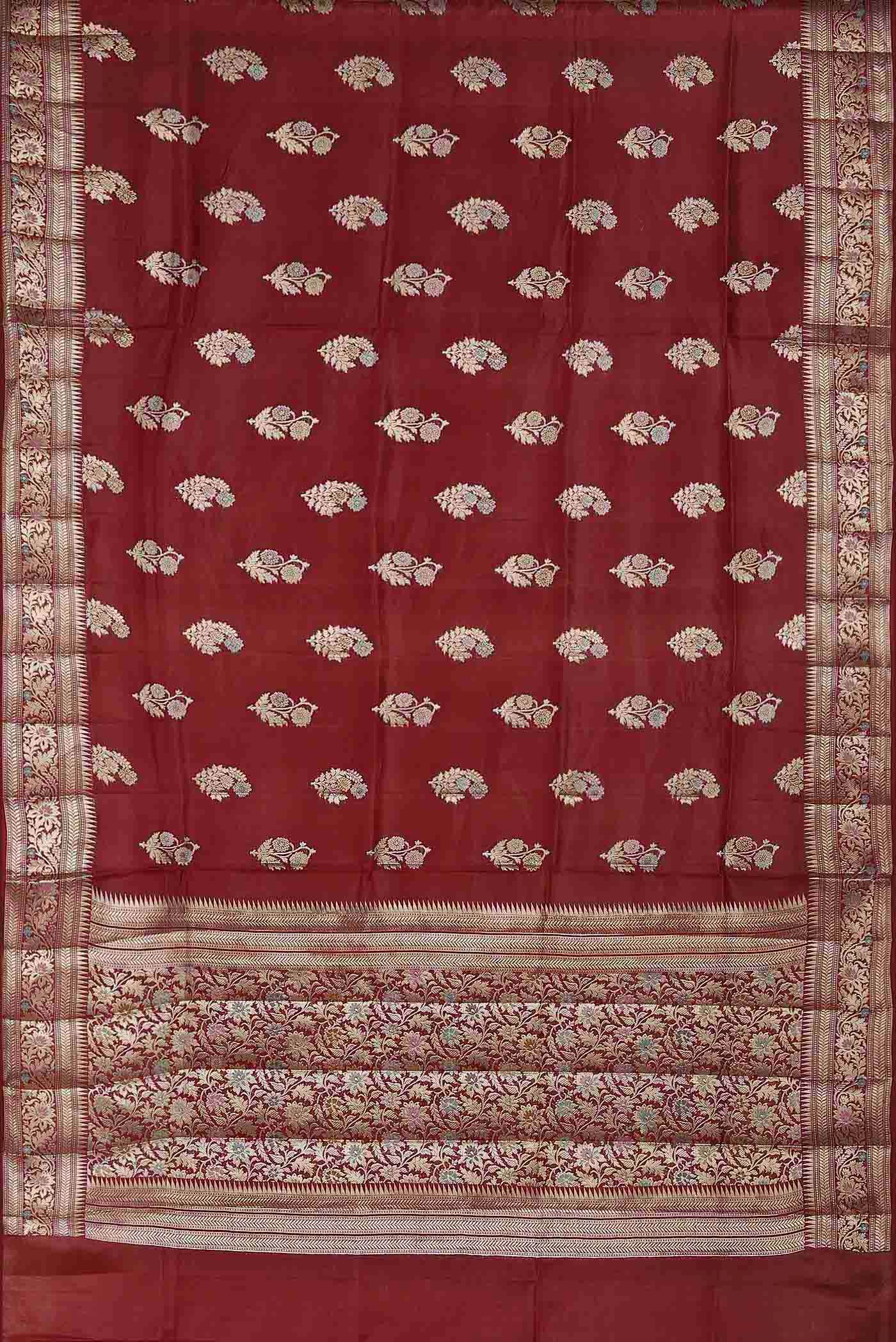 Maroon Banarasi Tussar Silk Saree
