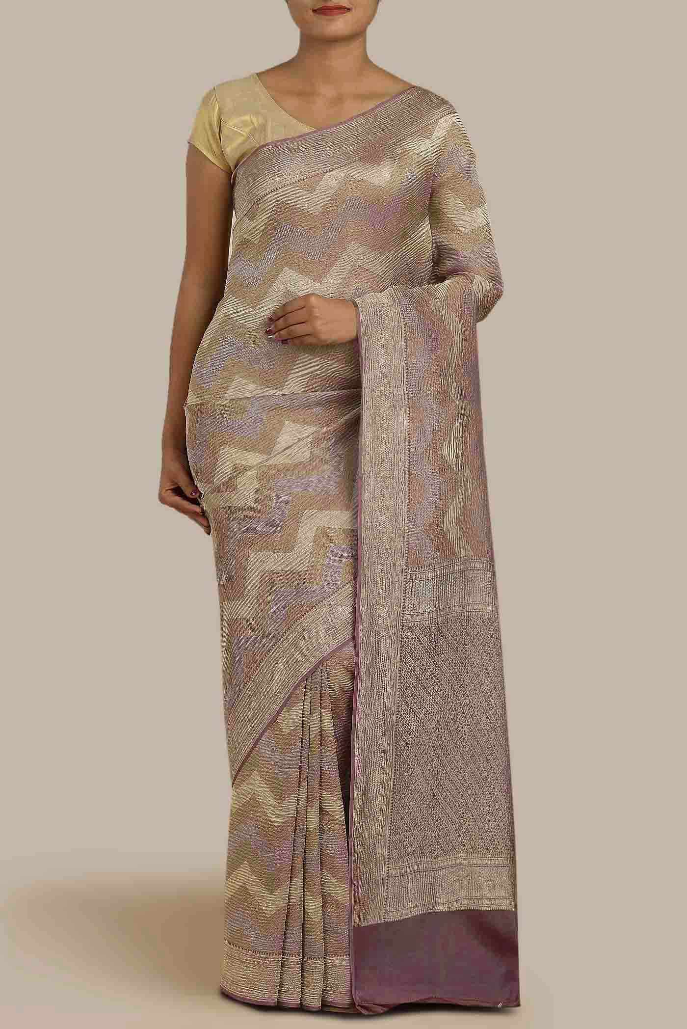Mauve Mysore Crepe Saree