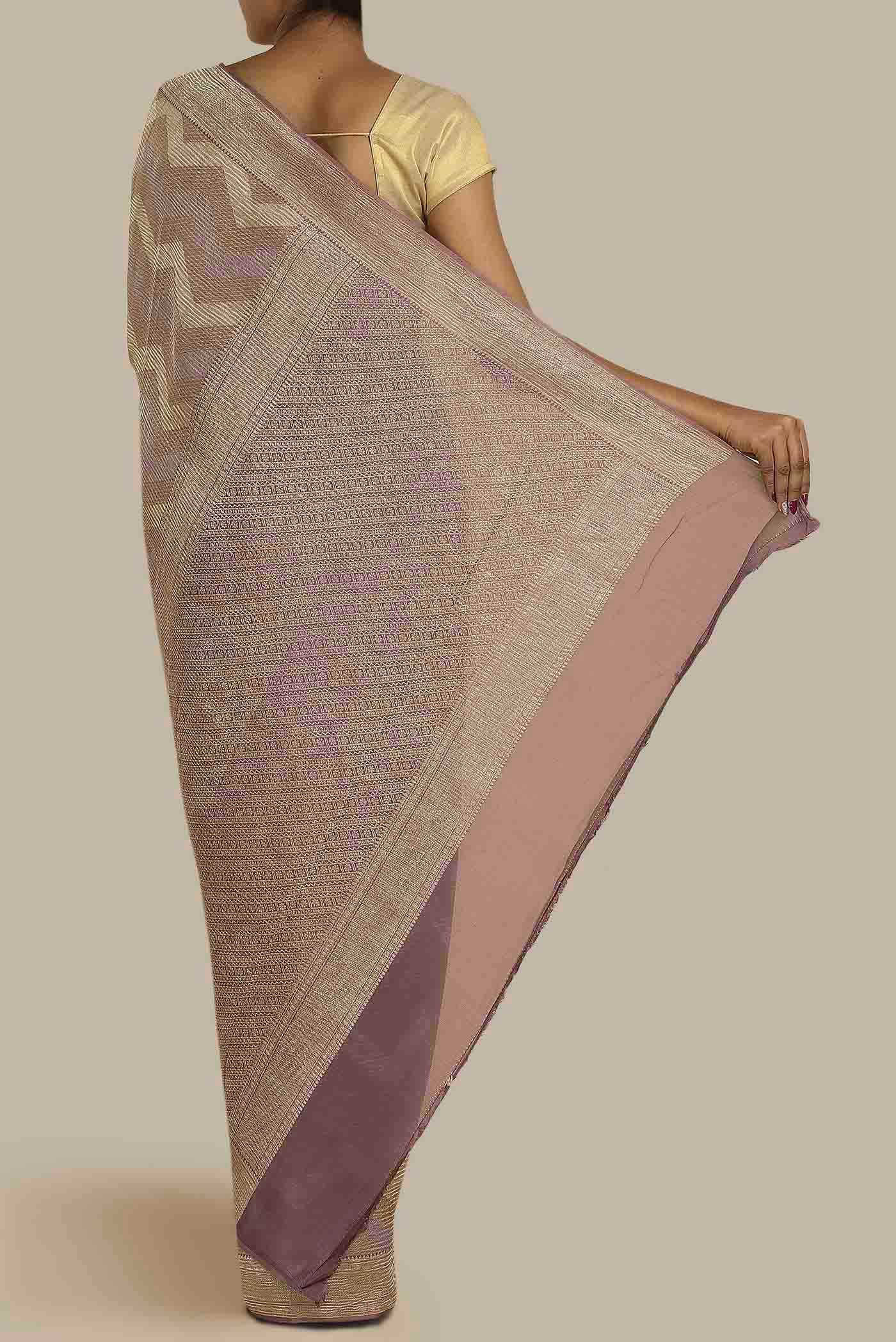 Mauve Mysore Crepe Saree
