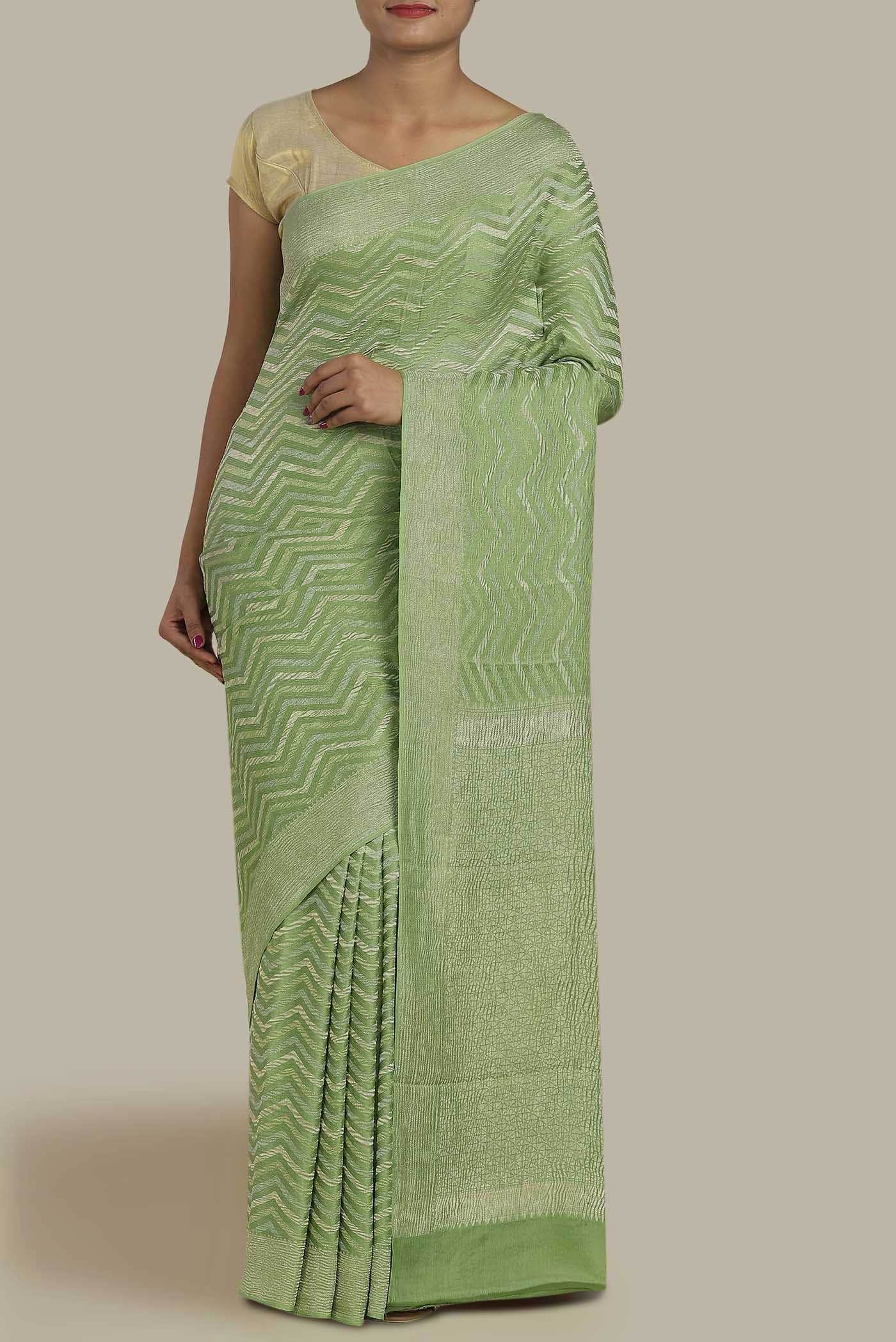 Pista Green Mysore Crepe Saree