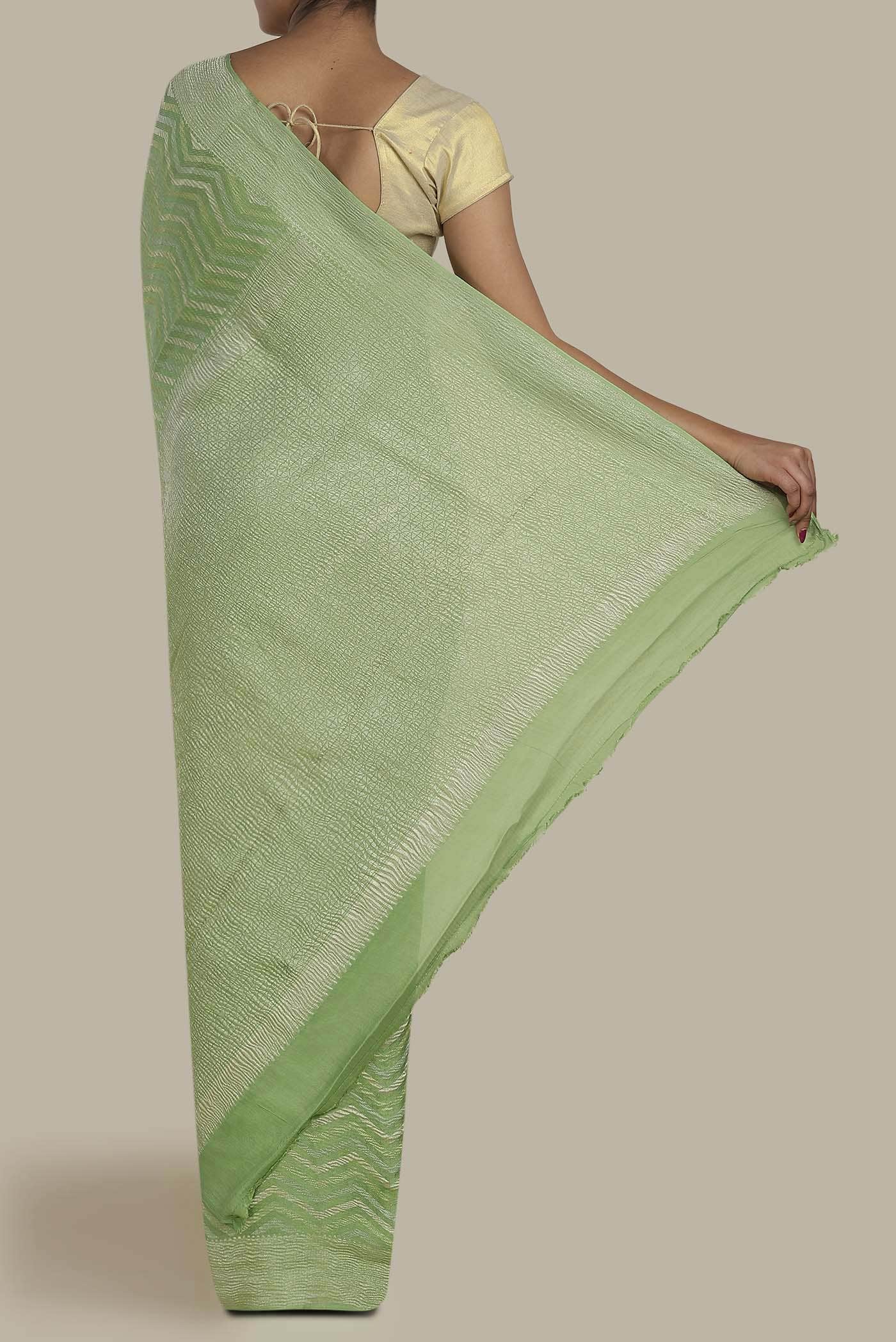 Pista Green Mysore Crepe Saree