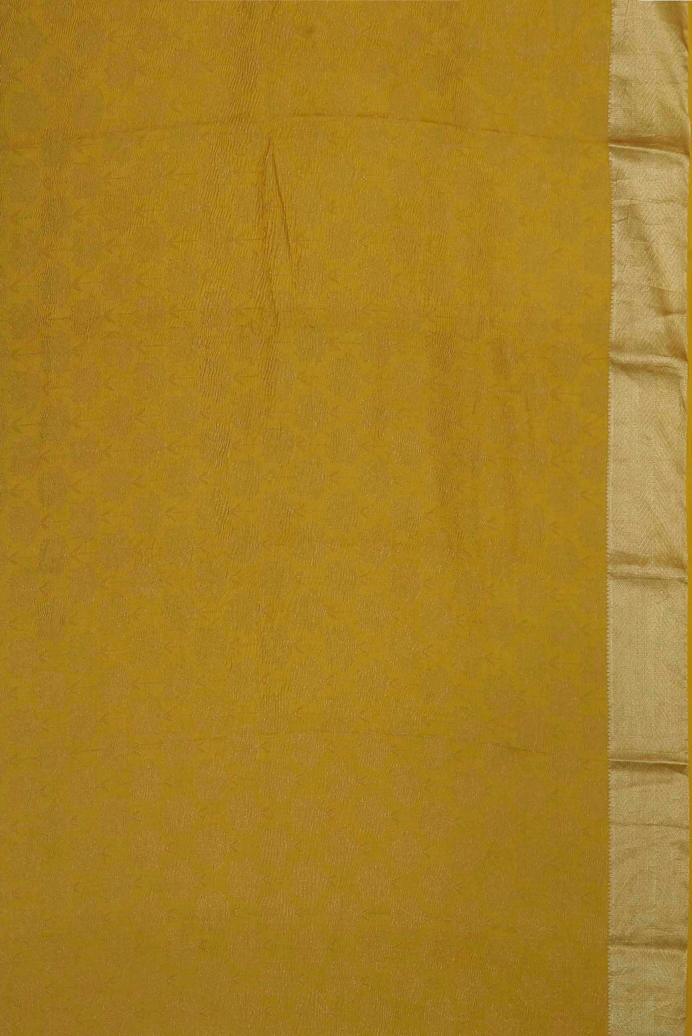 Yellow Mysore Crepe Saree