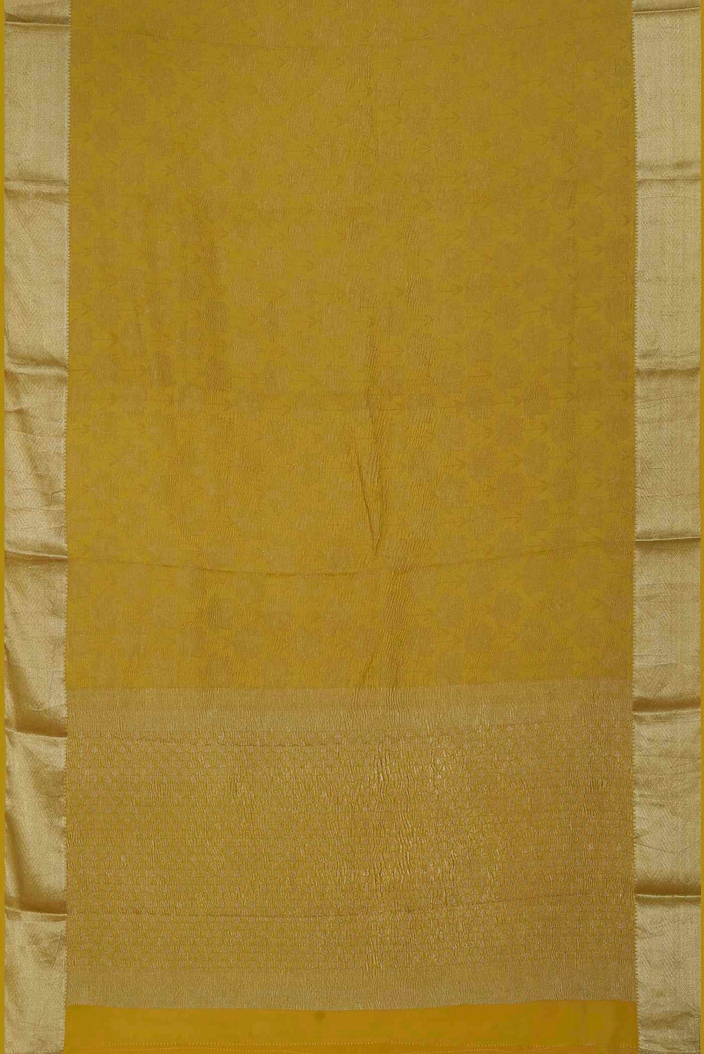Yellow Mysore Crepe Saree