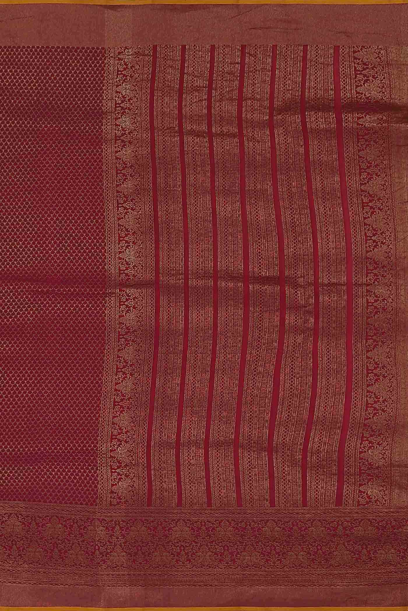 Maroon Mysore Crepe Saree