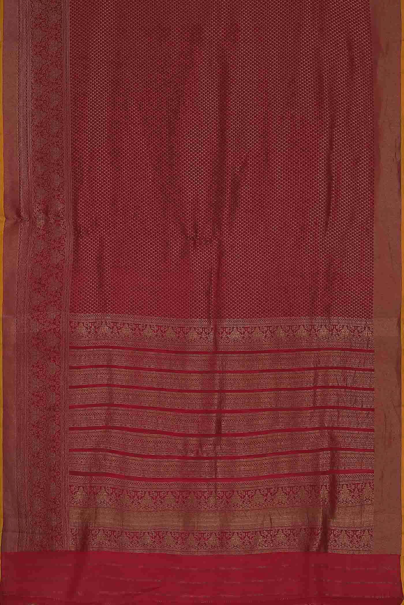 Maroon Mysore Crepe Saree