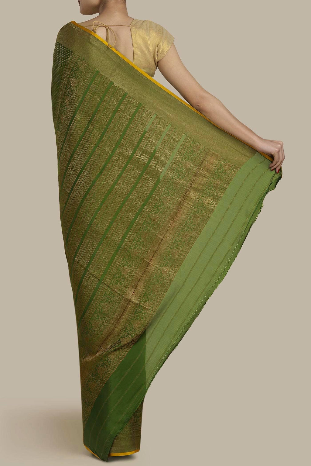 Green Mysore Crepe Saree