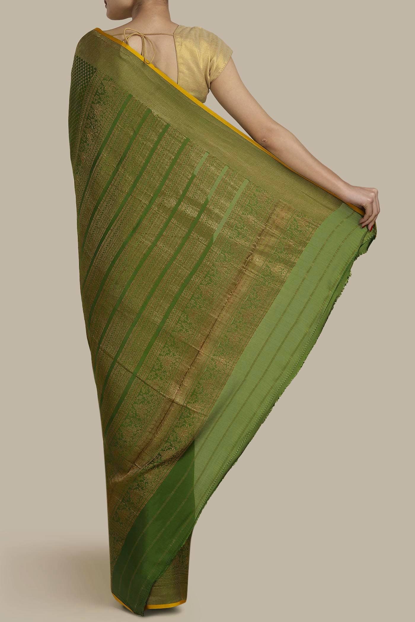 Green Mysore Crepe Saree