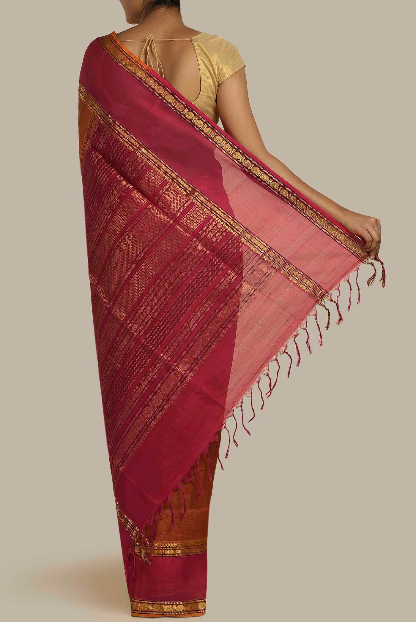Orange Silk Cotton Saree