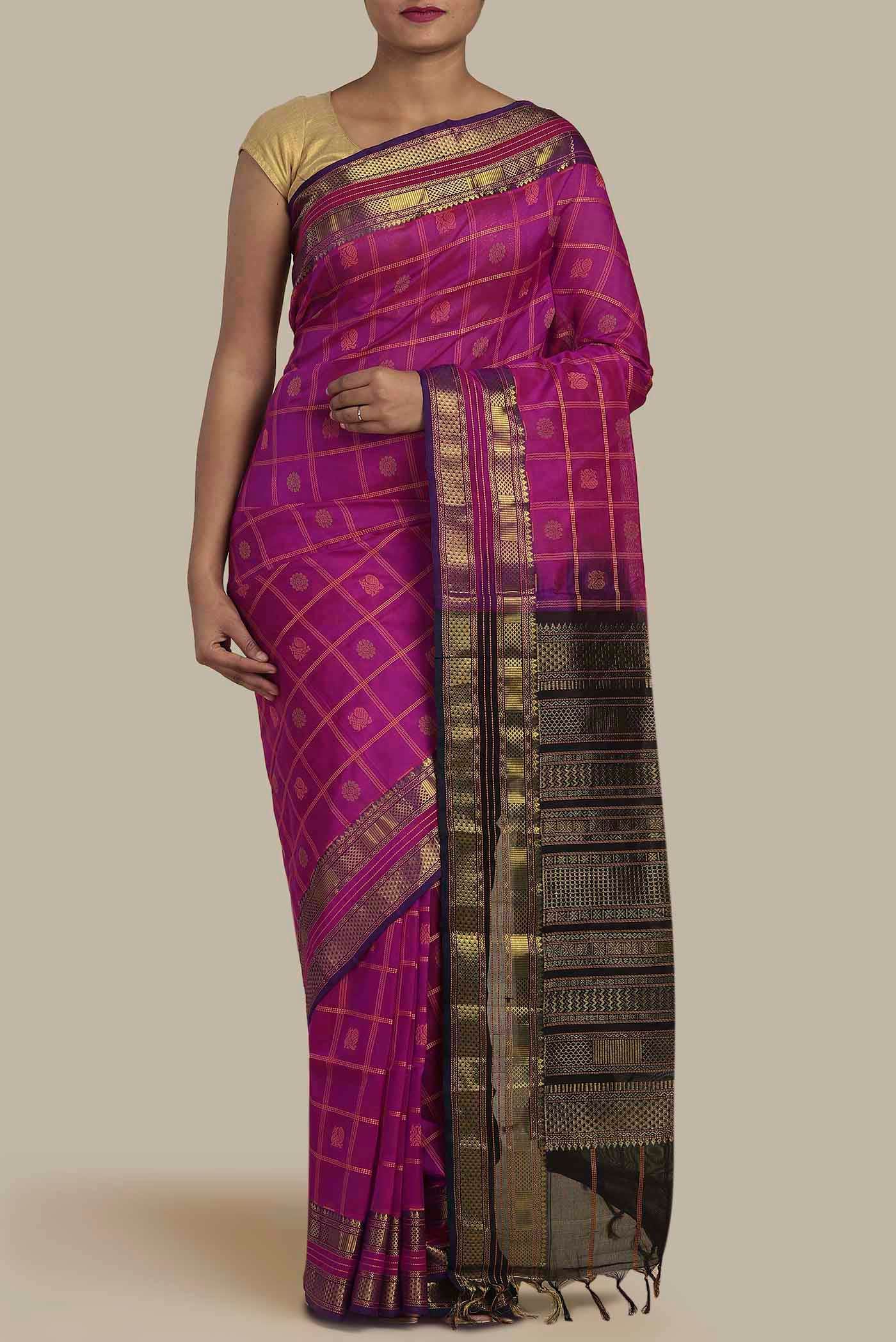 Magenta Silk Cotton Saree
