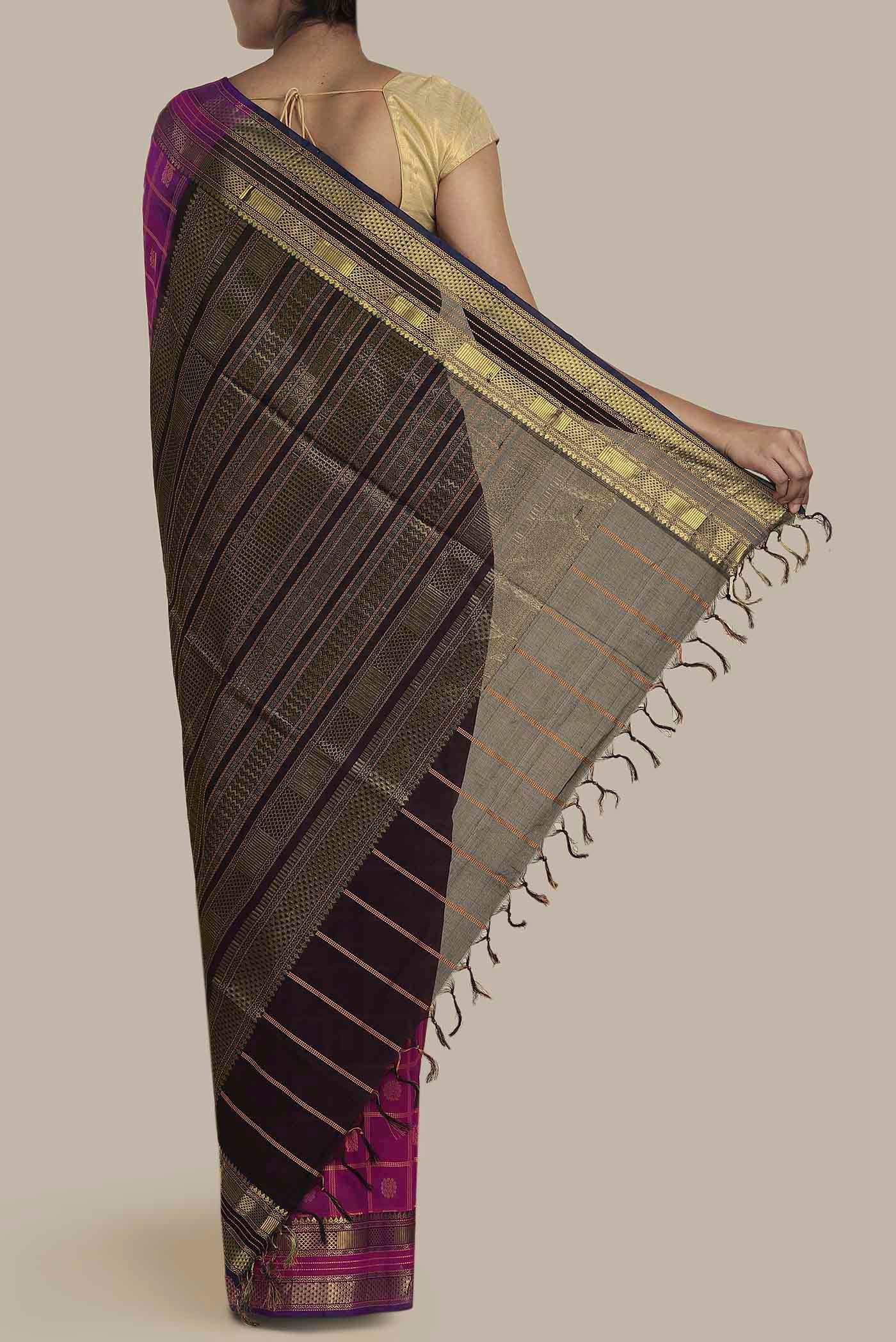 Magenta Silk Cotton Saree